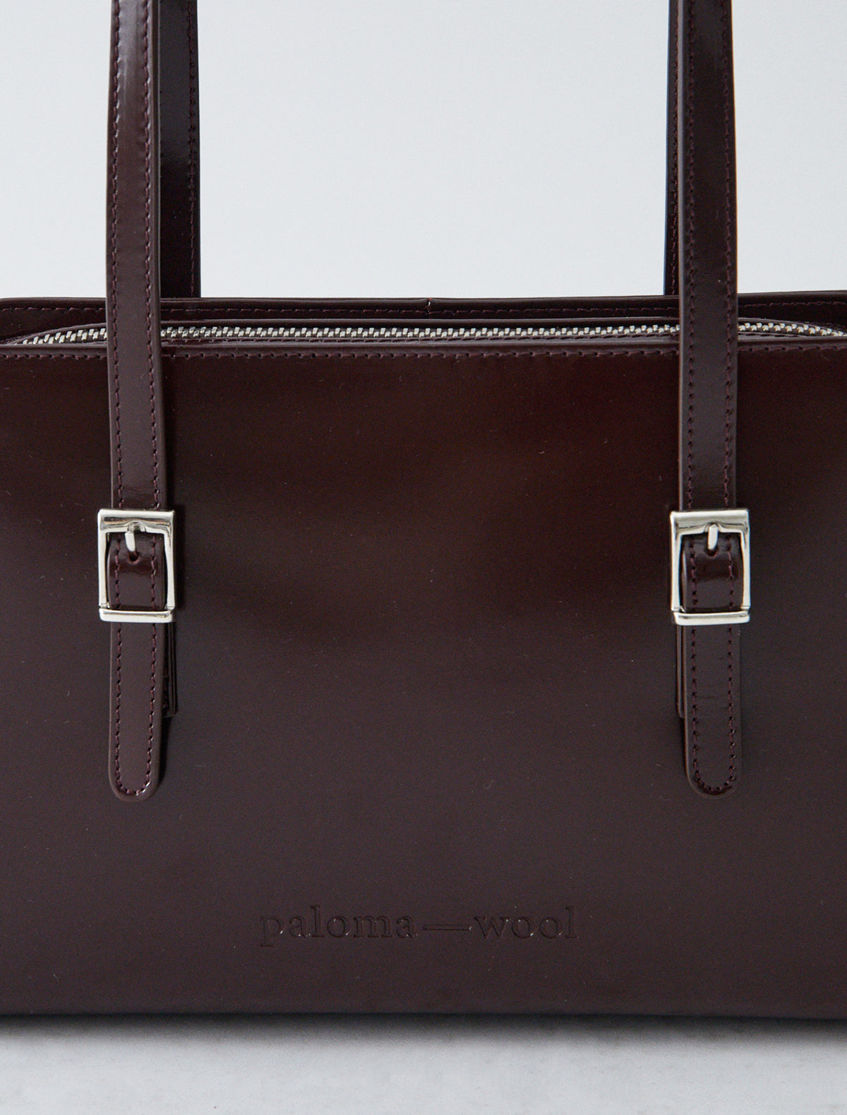 Cayetano new leather bag embossed logo mahogany
