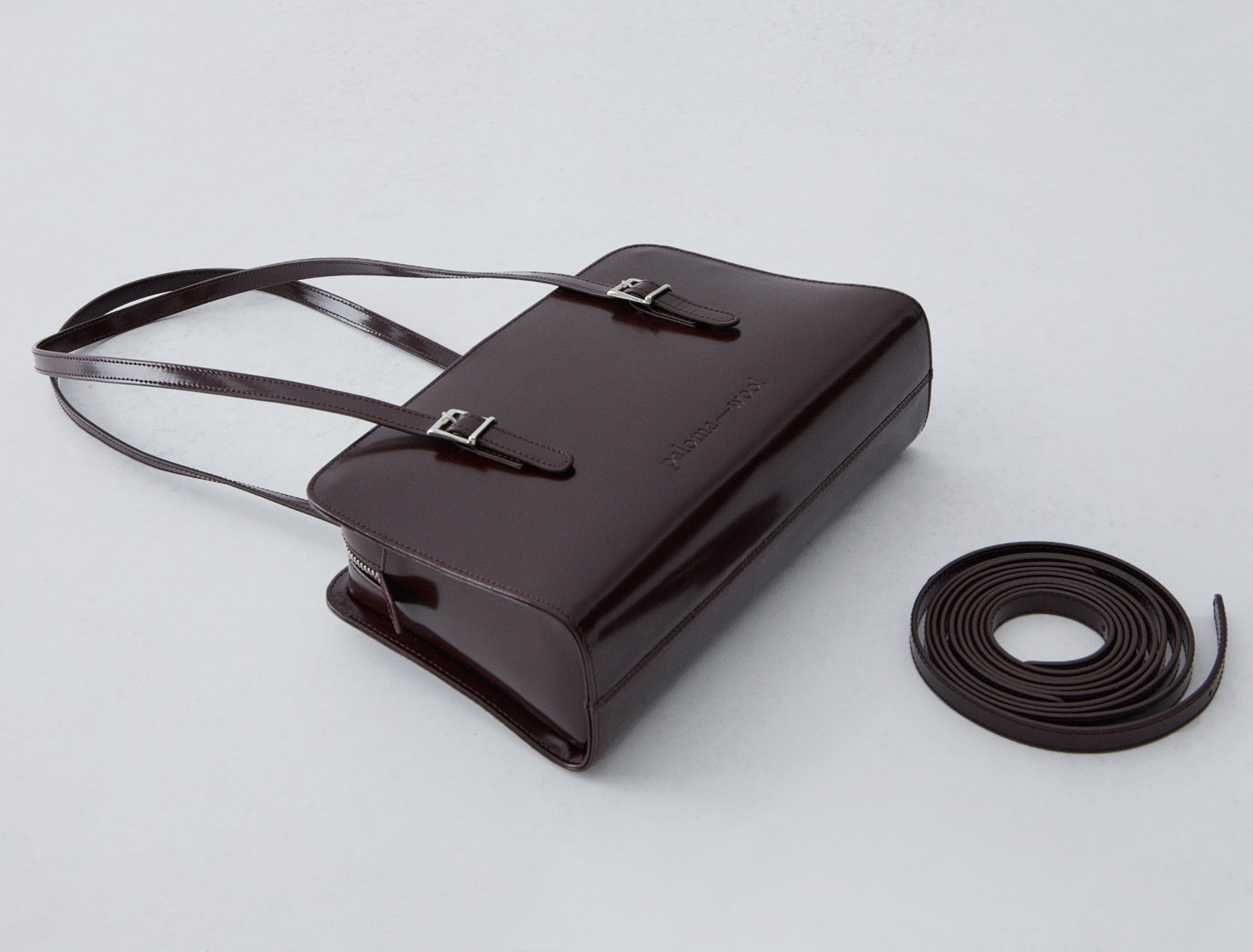 Cayetano new leather bag embossed logo mahogany