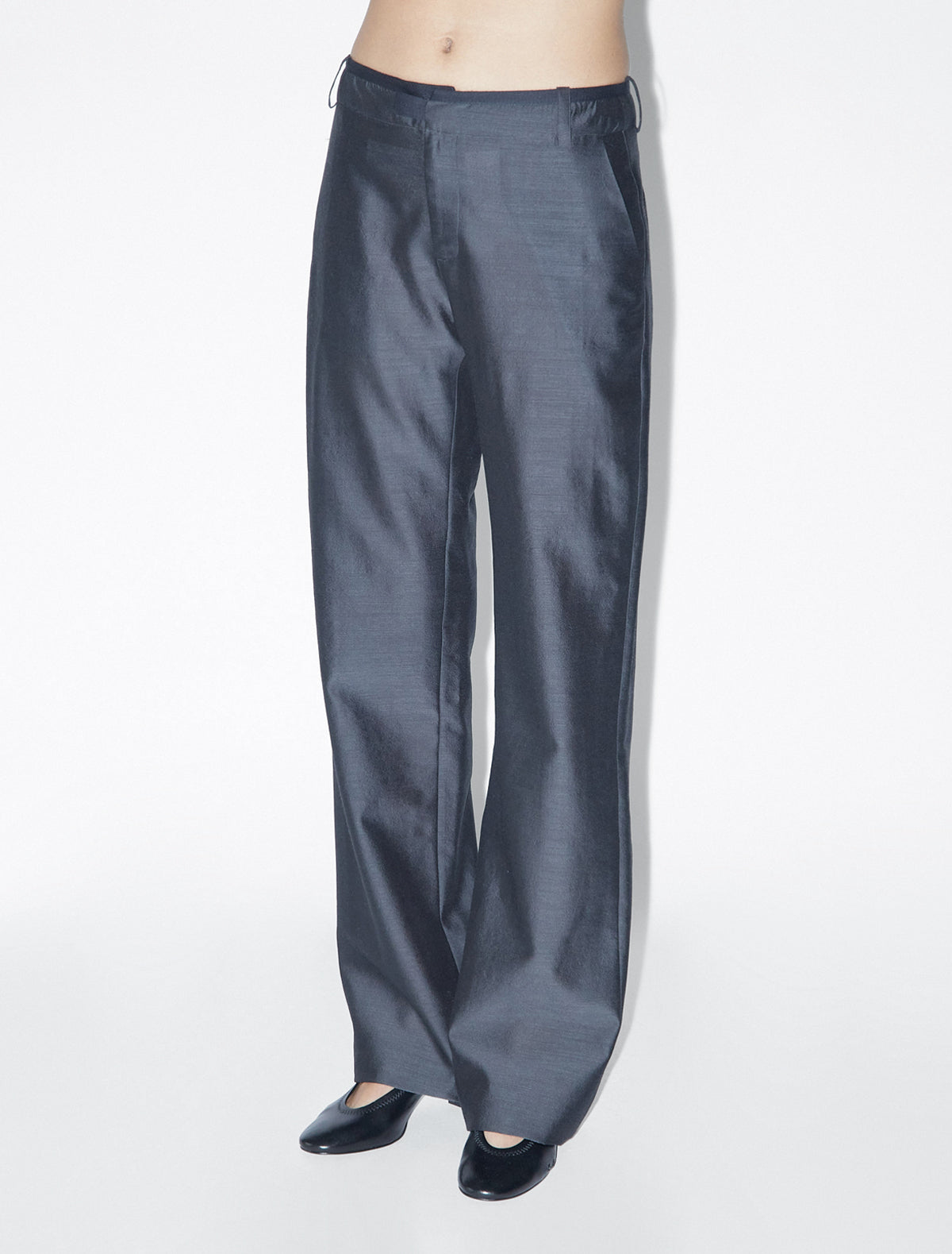 Ravi woll silk straight pants black