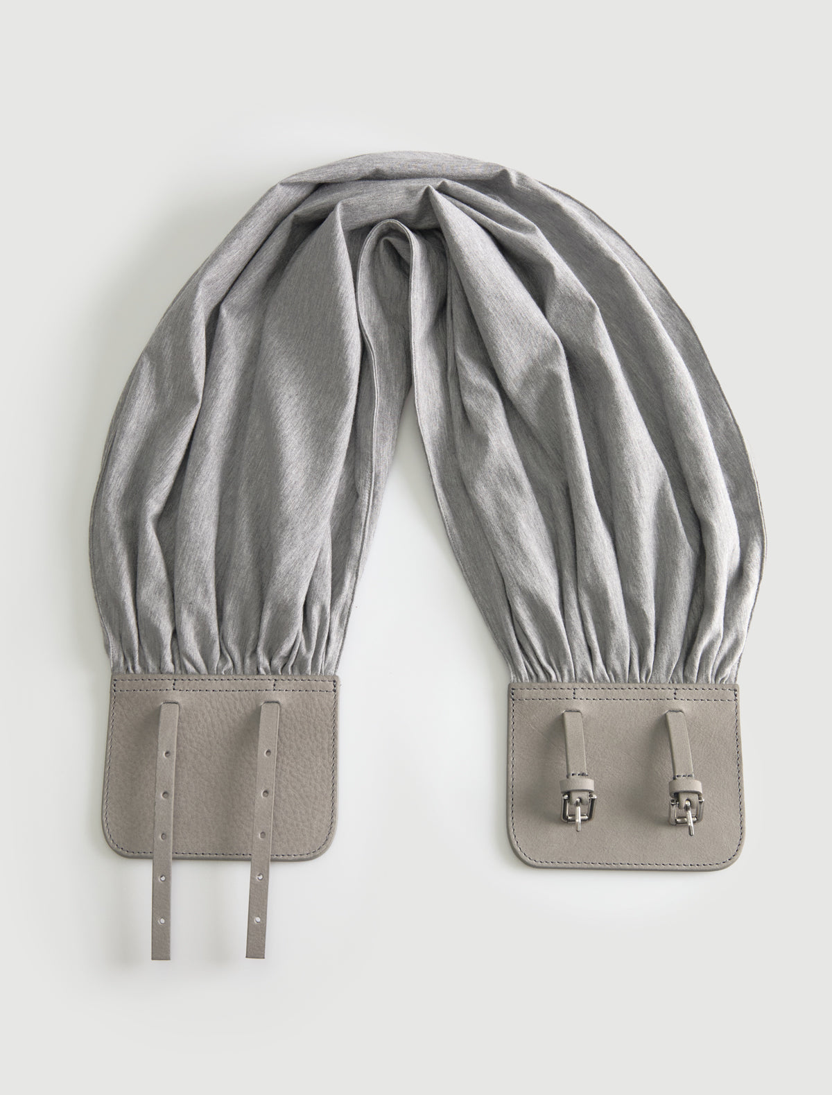 Adriana ii sash style belt gathered fabric panel leather part grey
