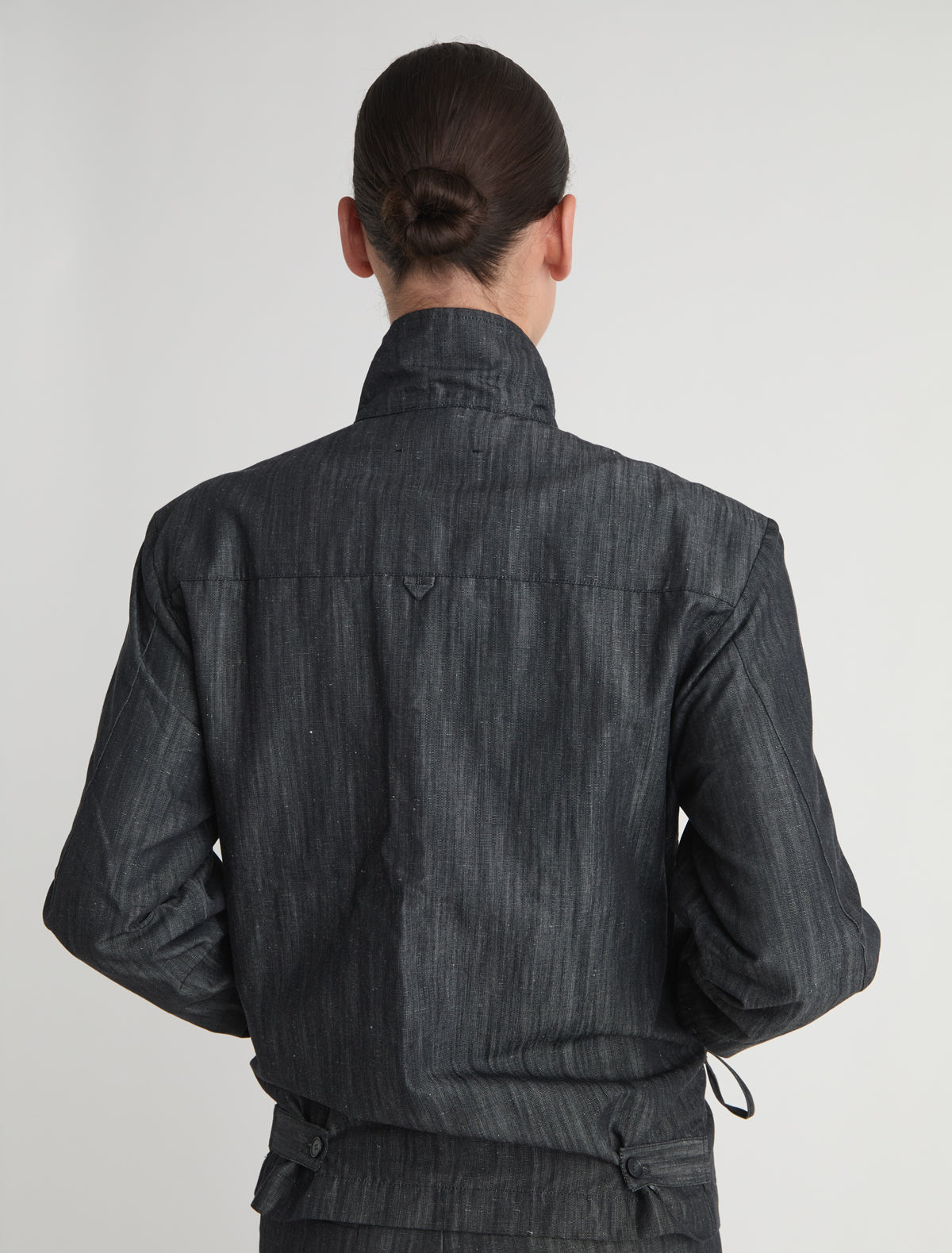 Albane denim jacket zip snap button closure 1