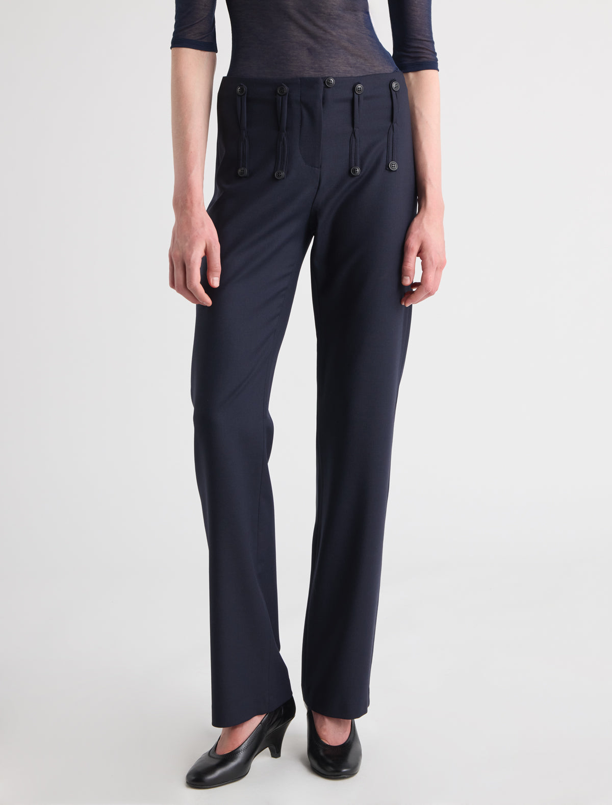 Alpi suit trousers vertical frog fastening buttons