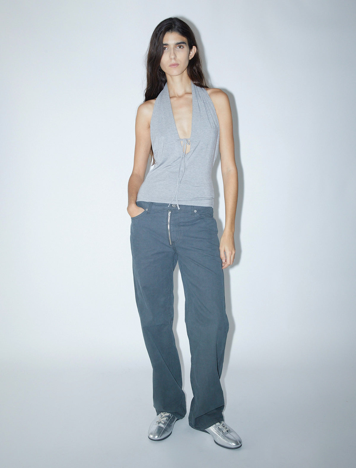 Sapito sheer halter top front lacing