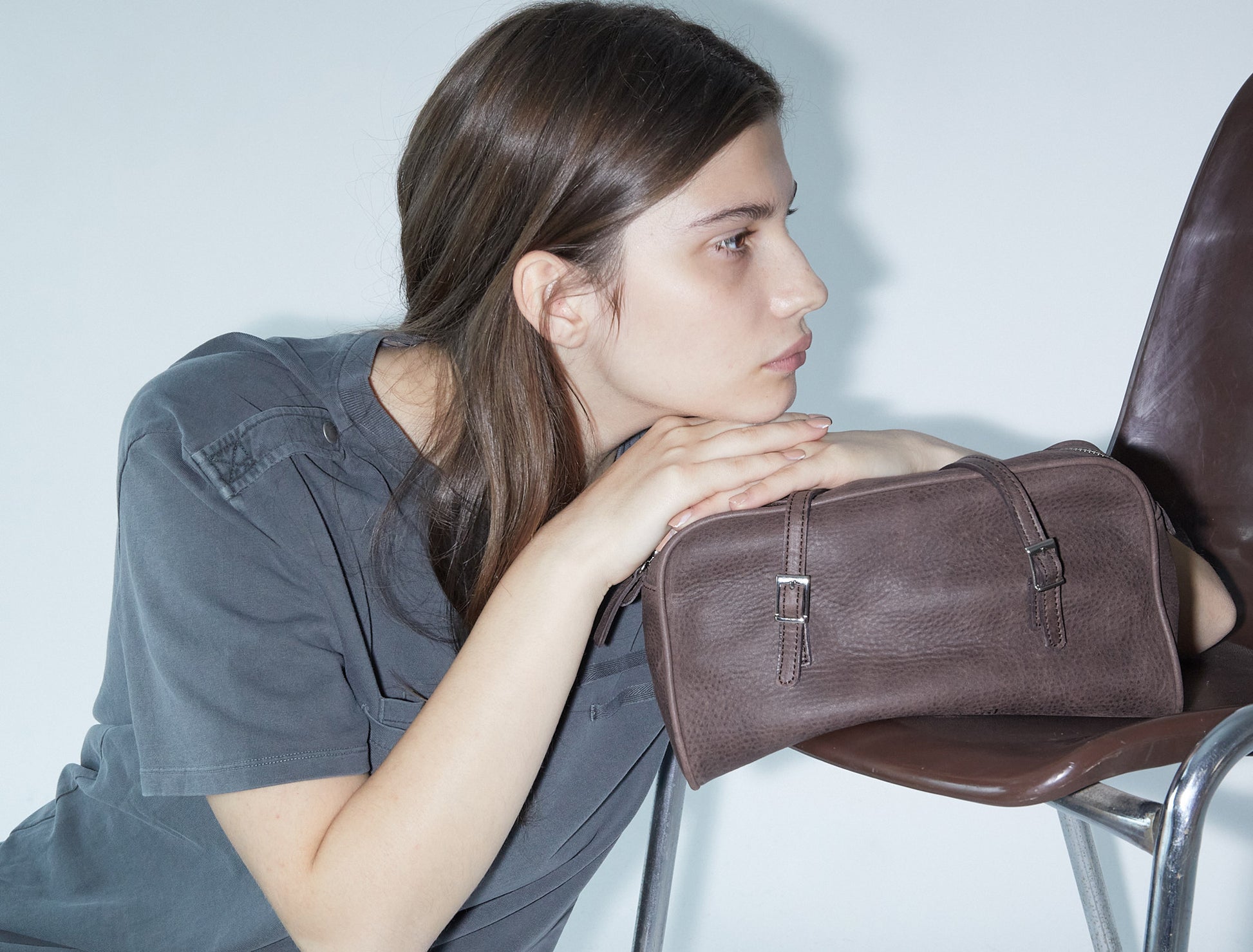 Soft cayetano leather bag darkborwn