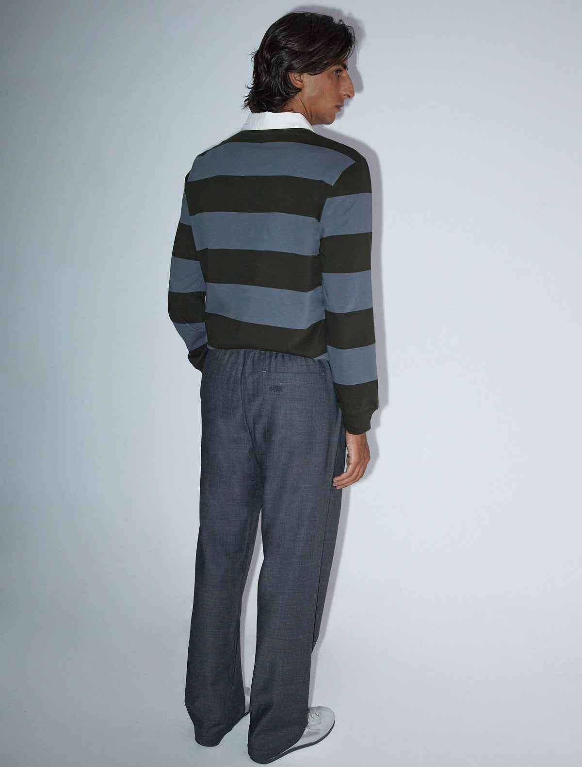 Rene casual prinstripe pants elastic waistband darkgrey