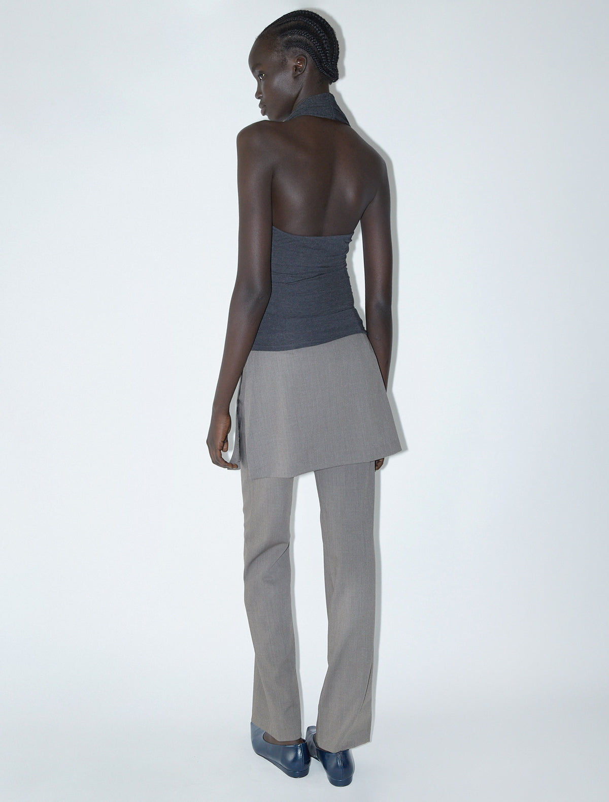 Sapito sheer halter top front lacing darkgrey