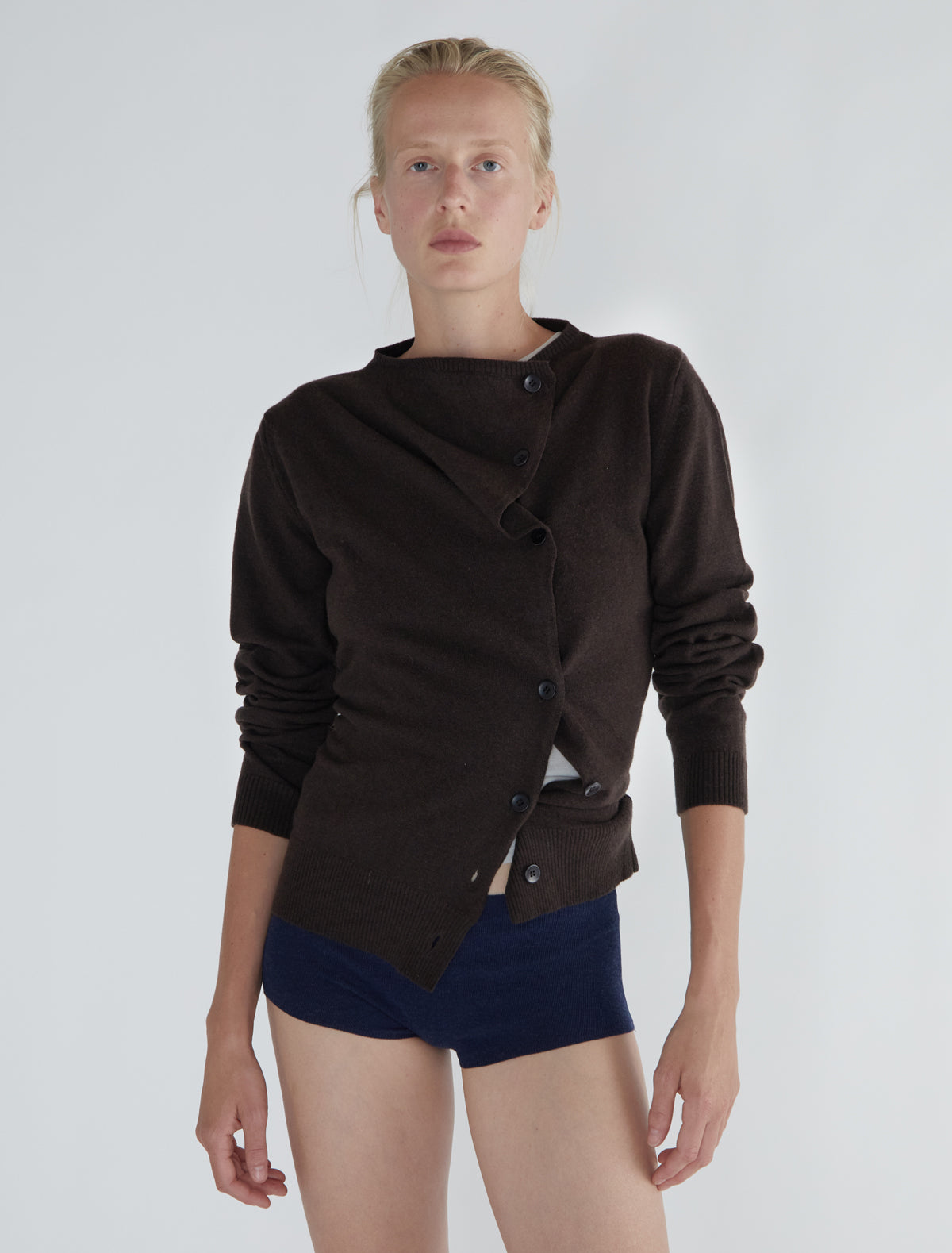 Donalti jumper irregular button fastening brown