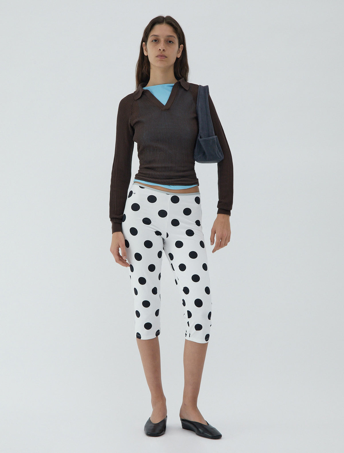 Aneu polka dot capri leggings pw embroidery
