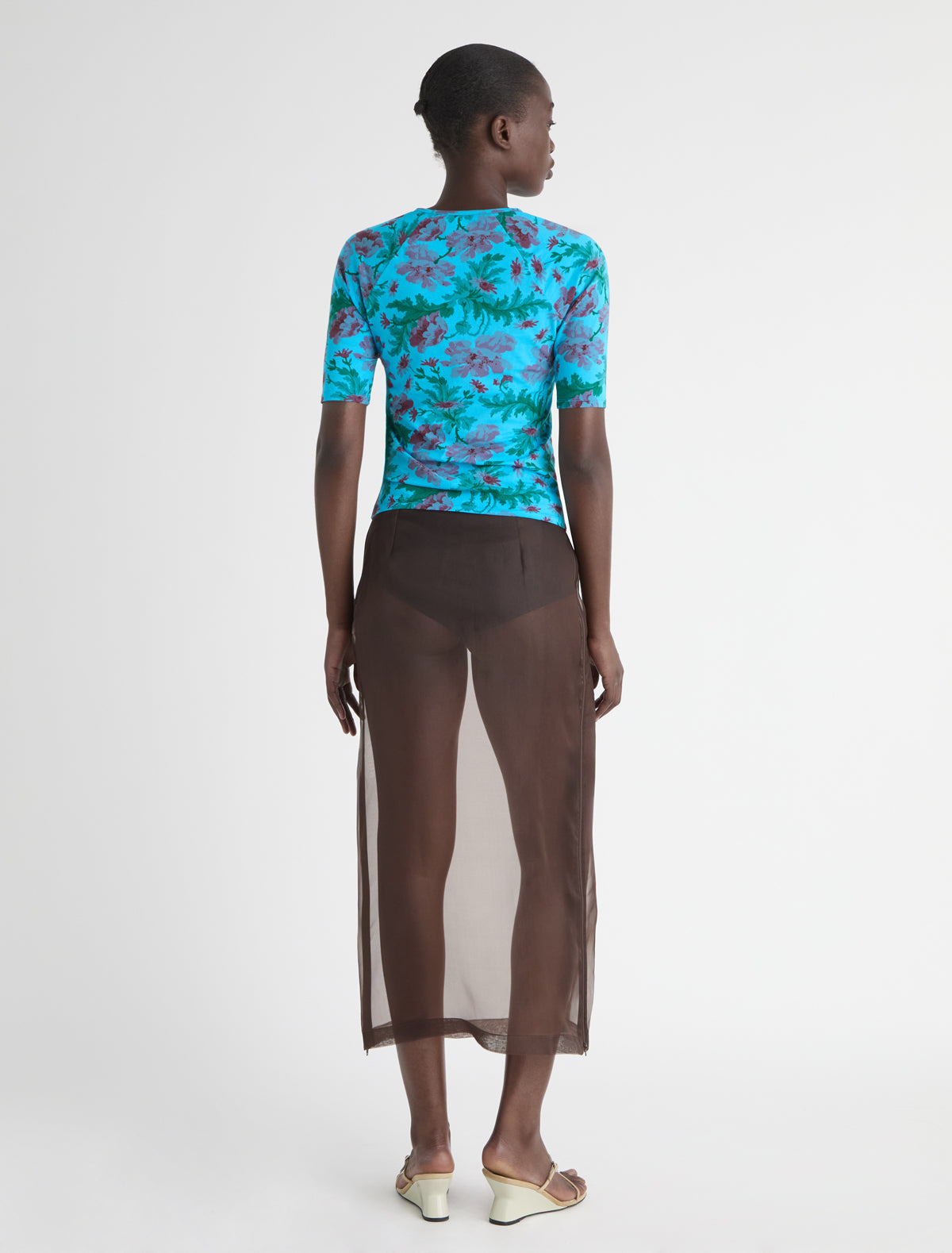 Blanca floral print raglan top elbow length sleeves
