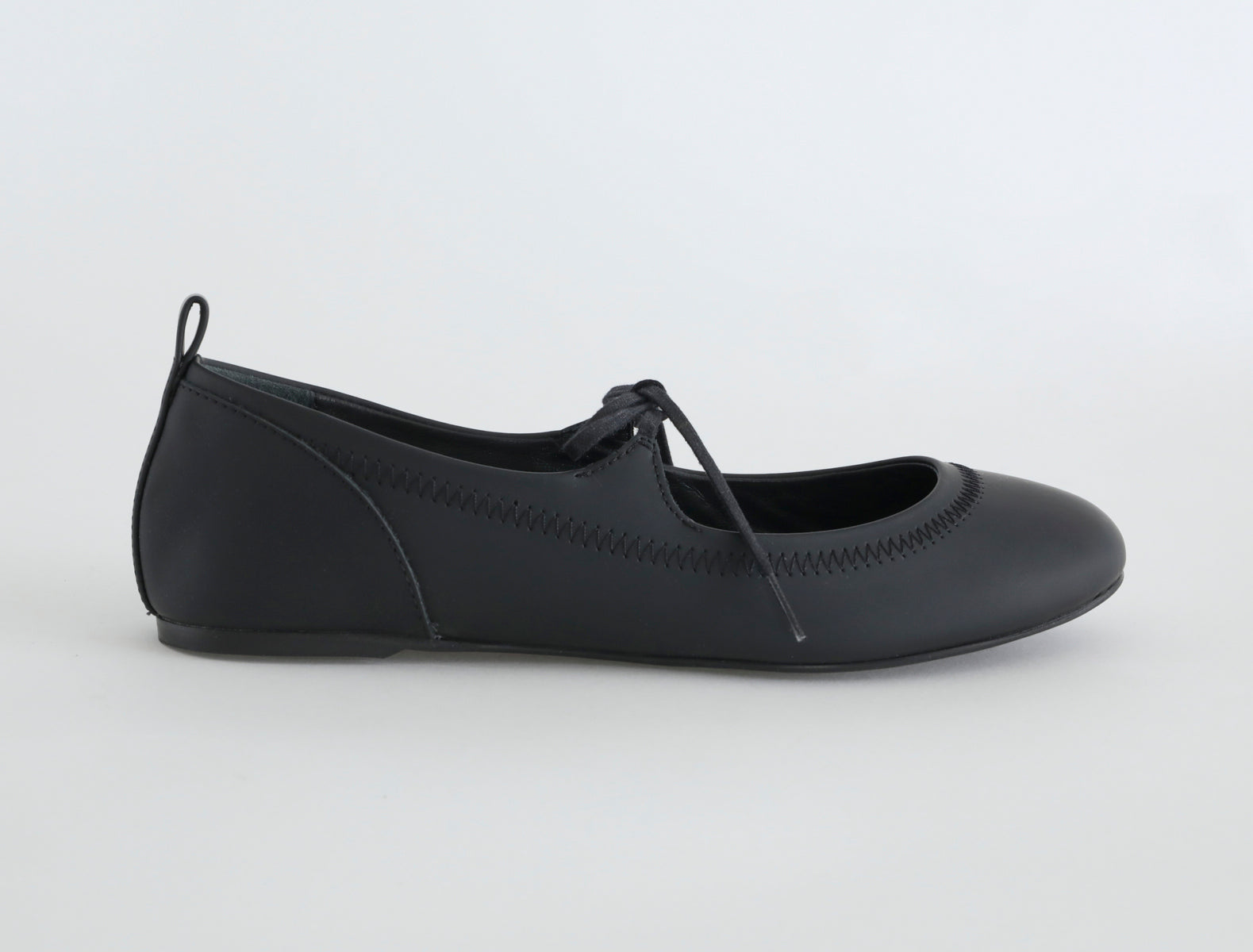 Zora flat mary jane cord strap rubber sole black
