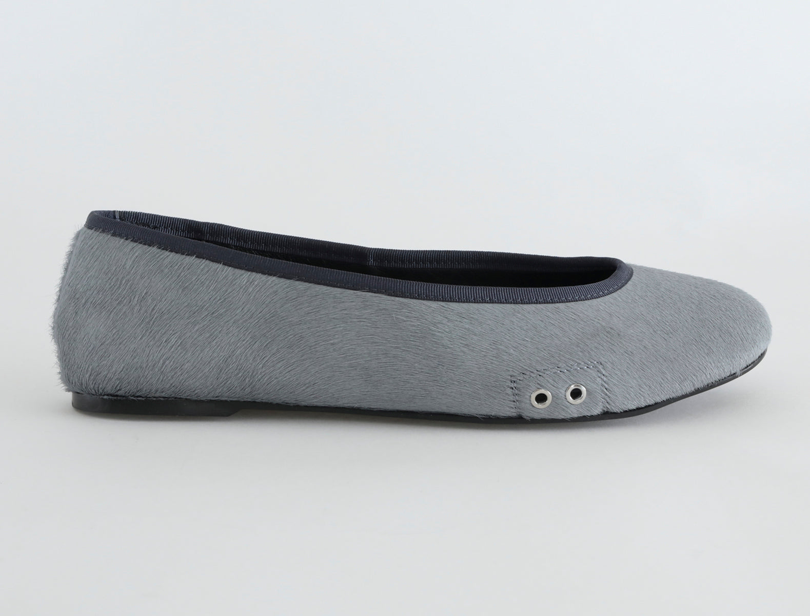 Pili round toe ballerina rubber sole metallic eyelet details greyishblue