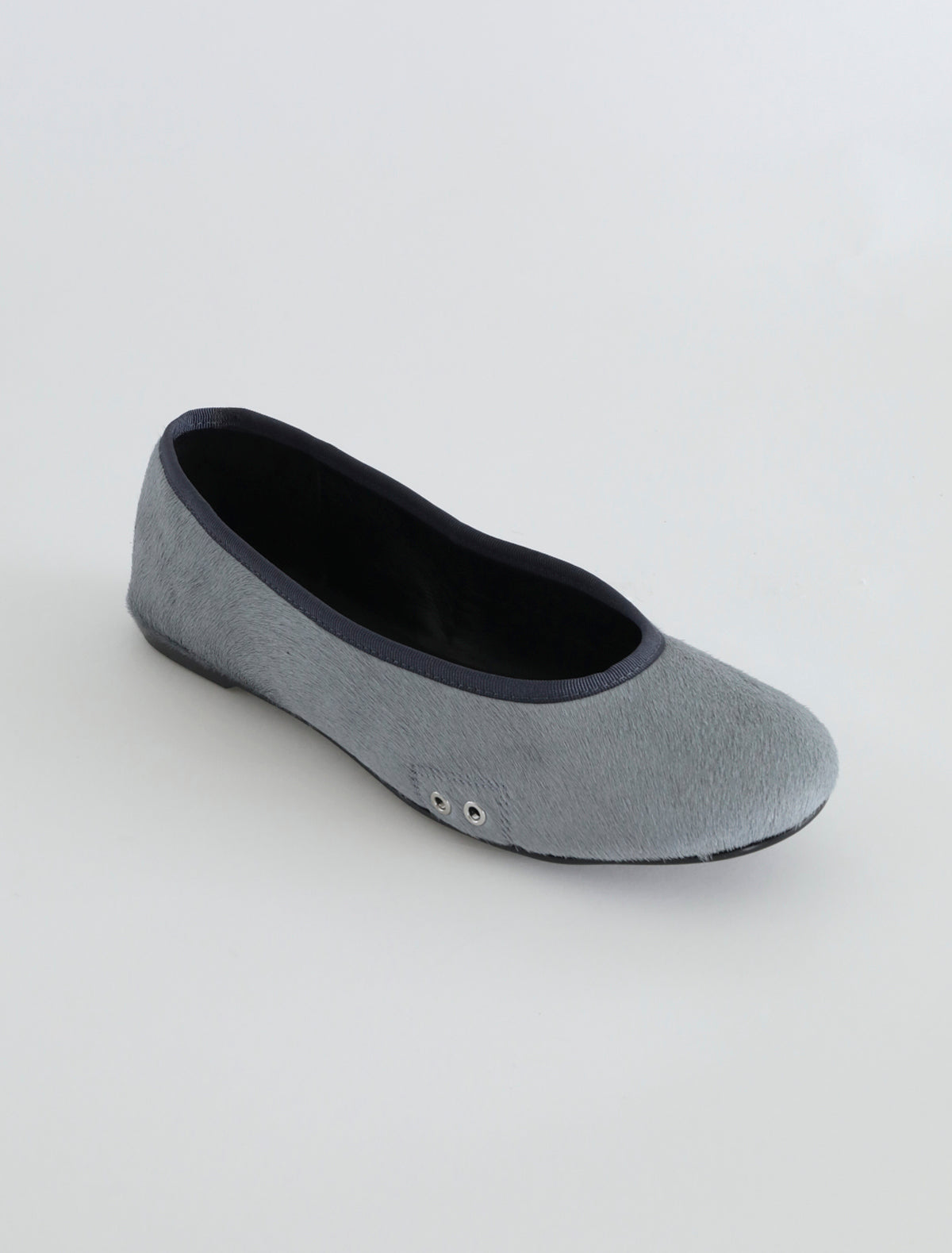 Pili round toe ballerina rubber sole metallic eyelet details greyishblue
