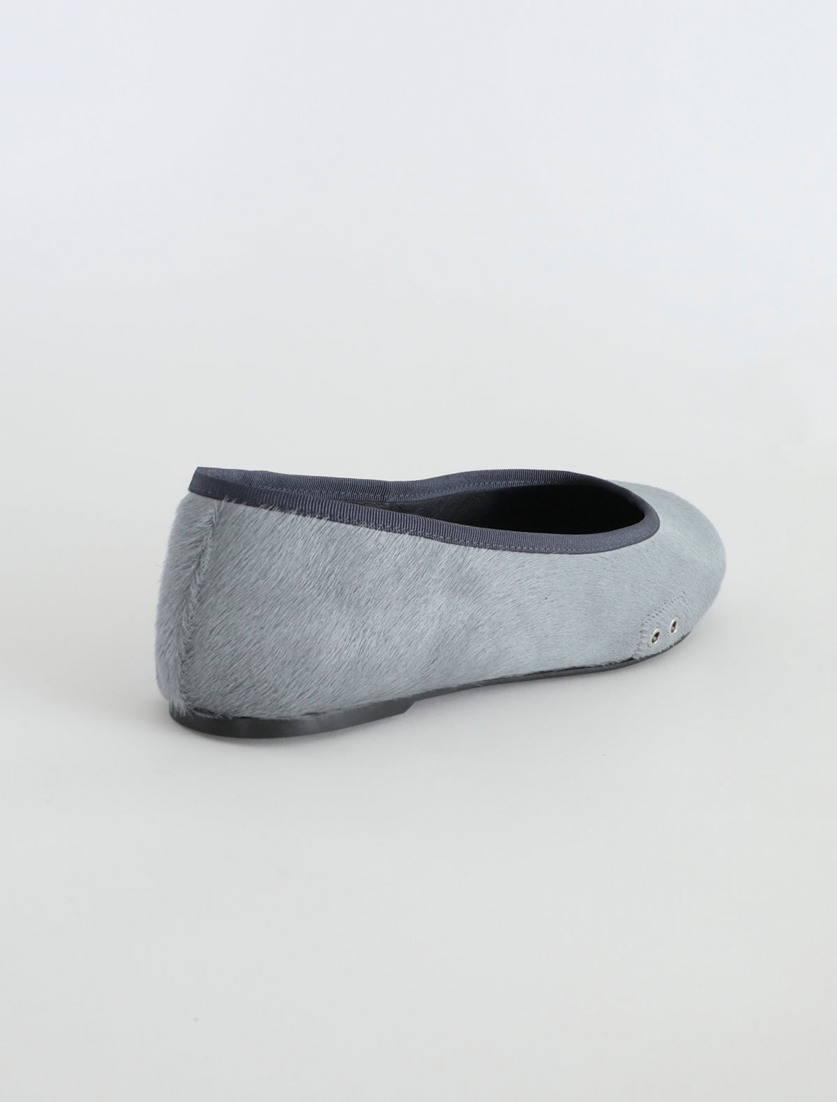 Pili round toe ballerina rubber sole metallic eyelet details greyishblue