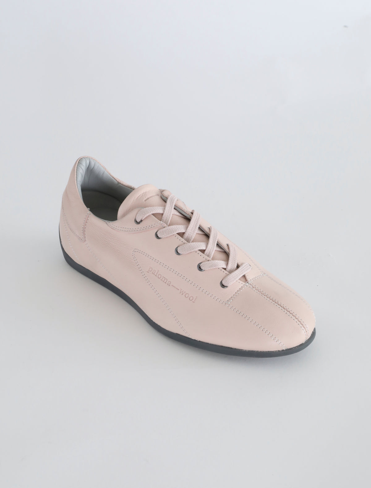 Miles laceup leather sneakers rubber sole pink
