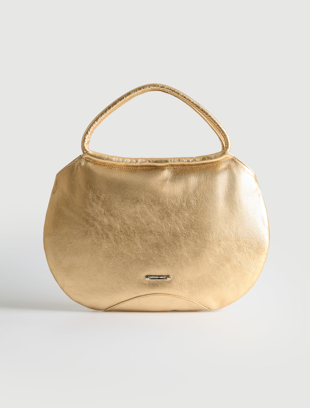 Pockets round shaped shoulder bag multiple pocket details gold