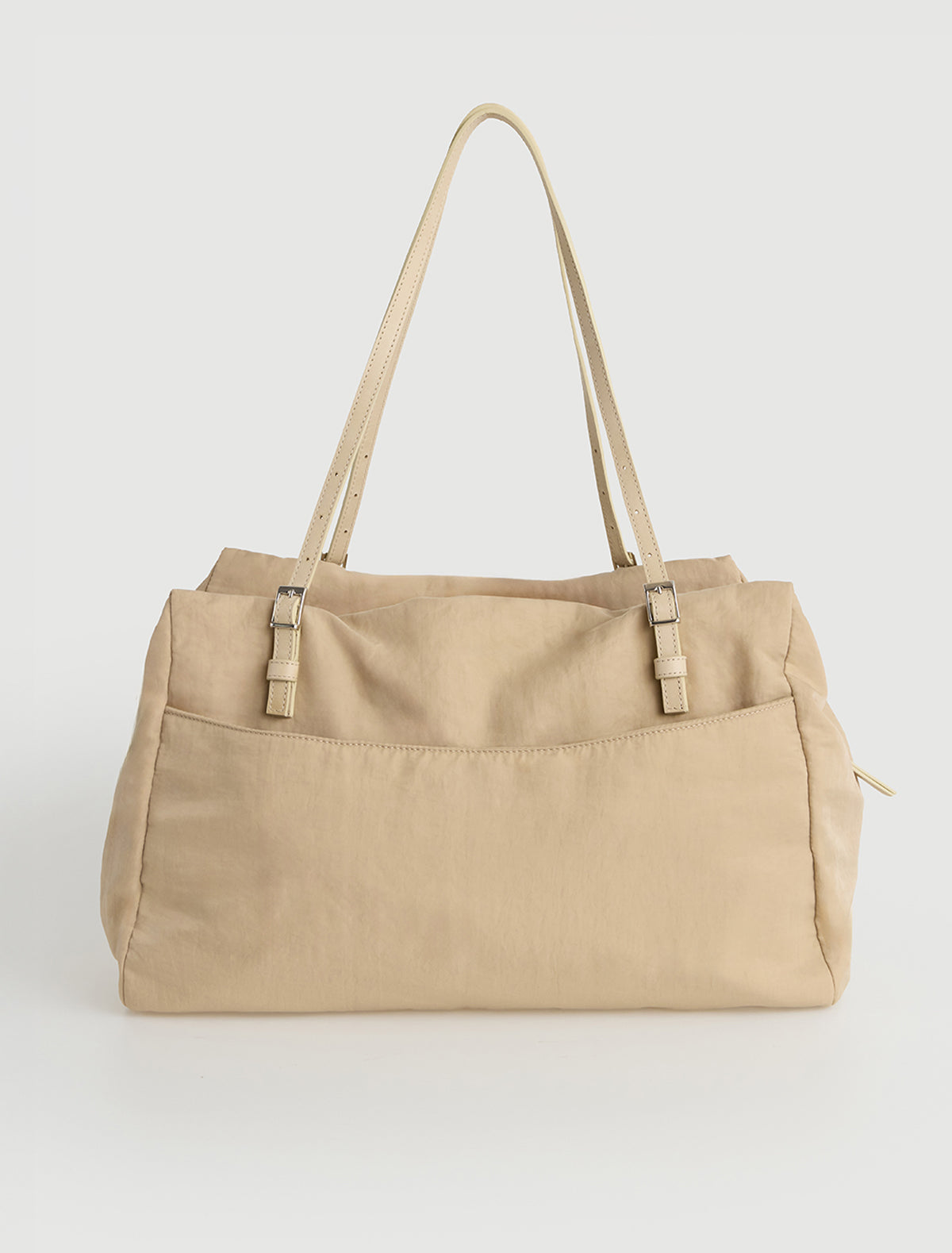Sora nylon shoulder bag adjustable leather straps sand
