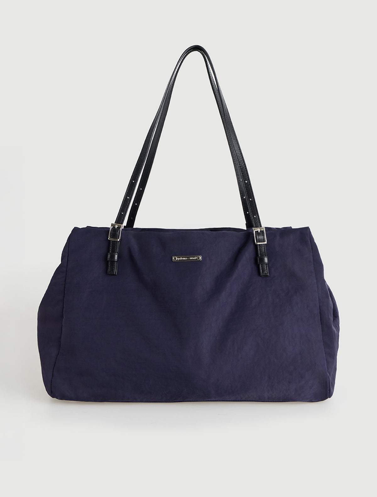 Sora nylon shoulder bag adjustable leather straps navy