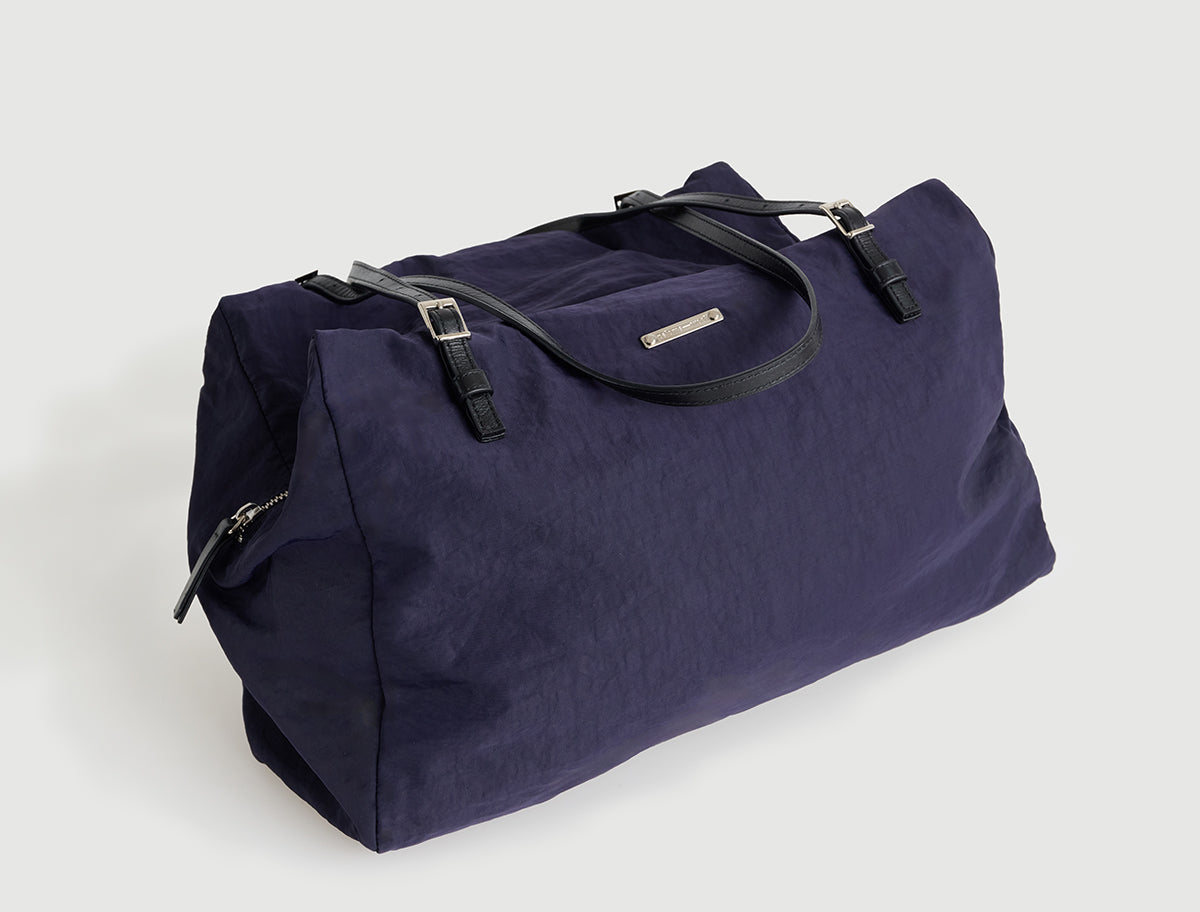 Sora nylon shoulder bag adjustable leather straps navy
