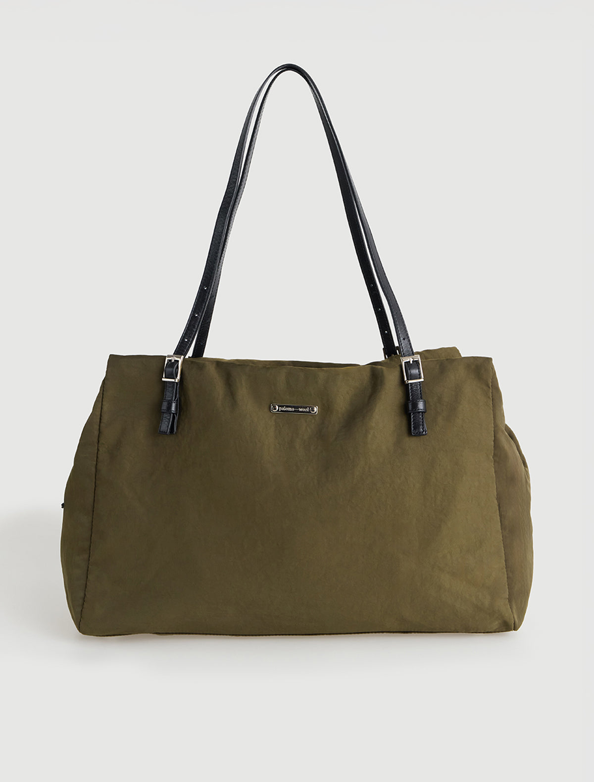 Sora nylon shoulder bag adjustable leather straps khaki