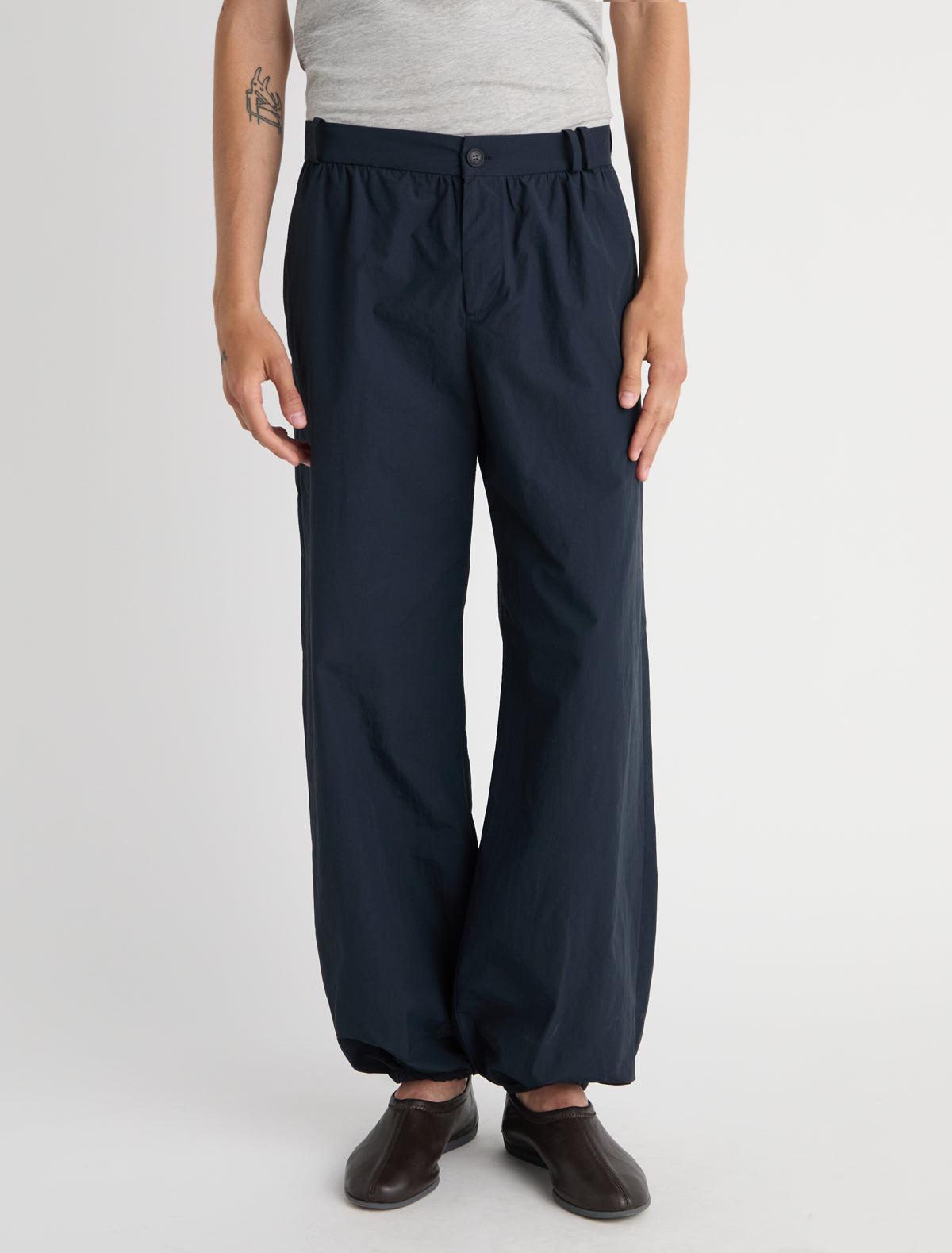 Boza b balloon style nylon trousers navy