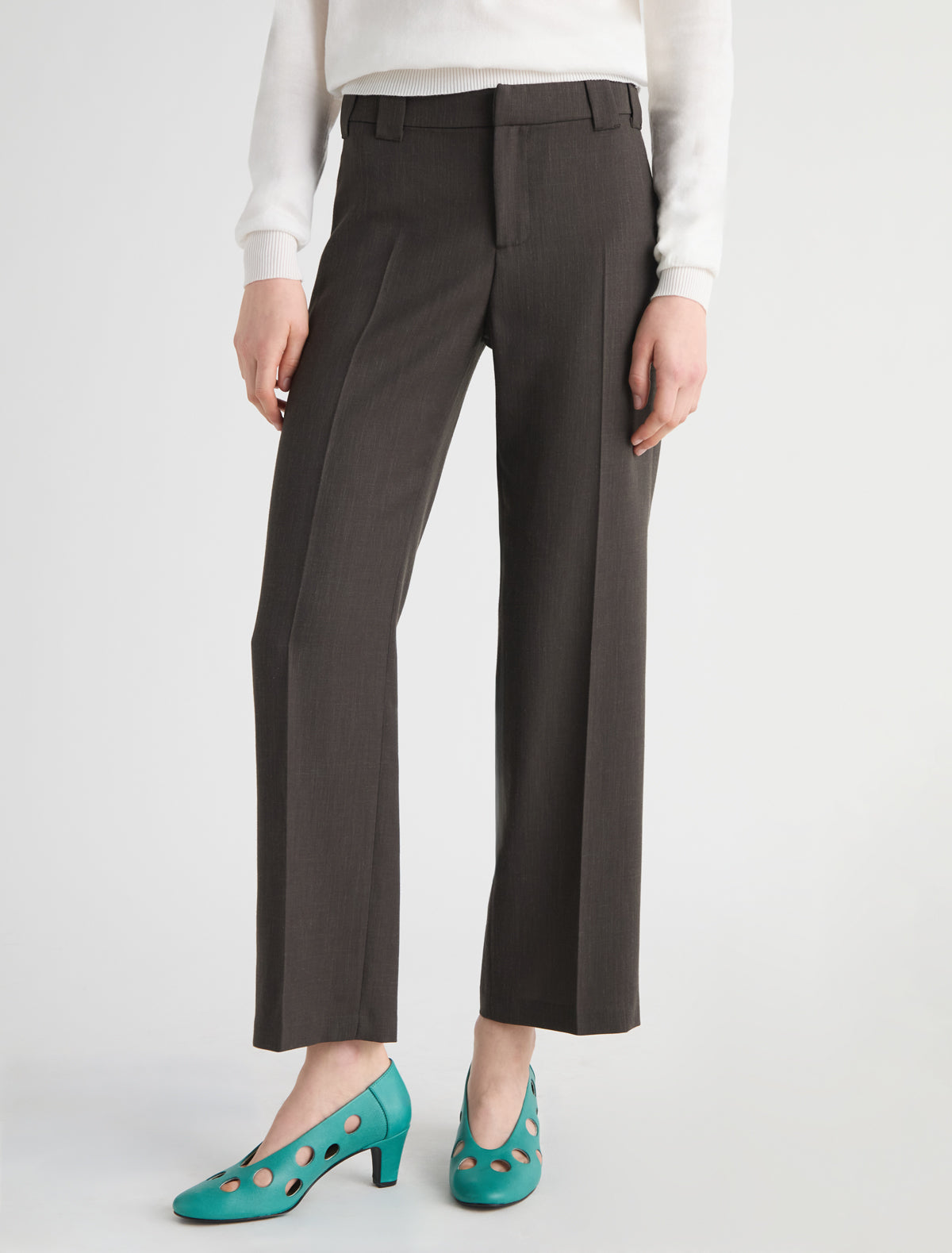 Brix capri trousers wide belt loops brown