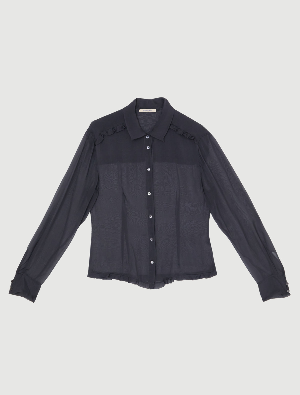 Eralda silk shir small ruffle details shoulders grey