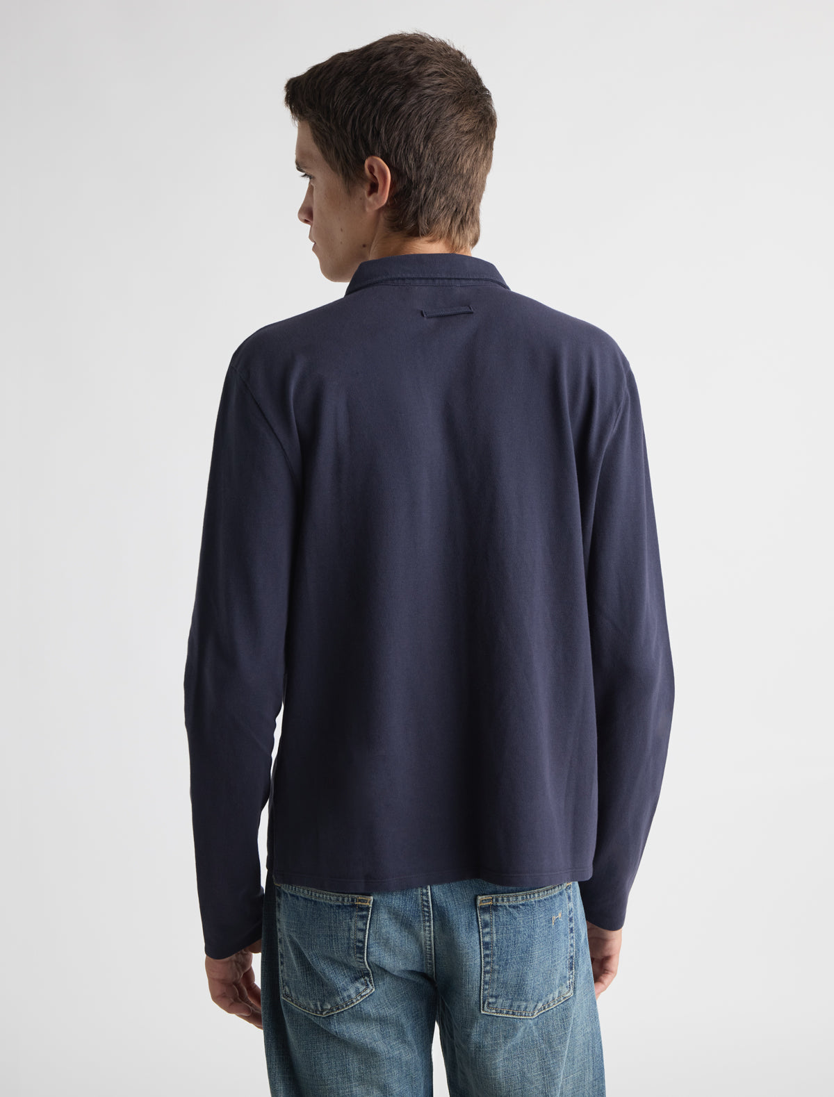 Ludmila polo shirt interior pocket topstitching navy