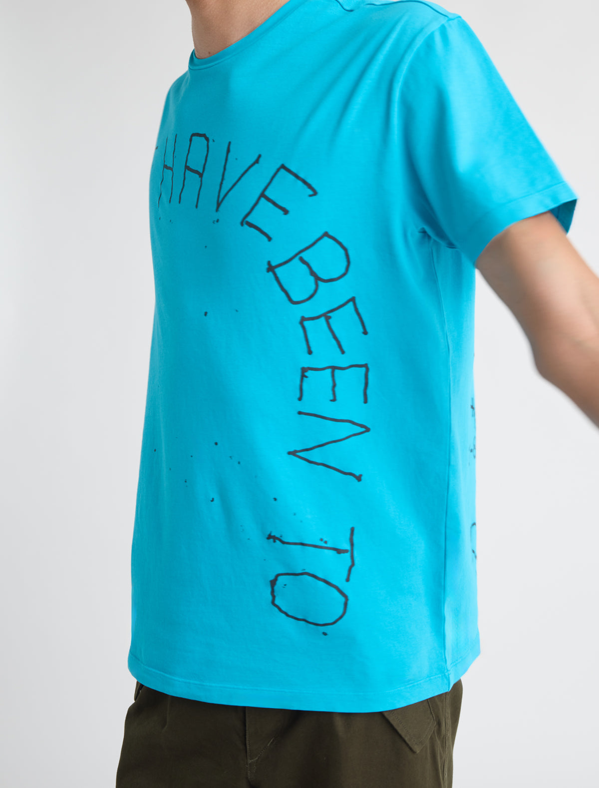 Visita men s short sleeve t shirt round neckline graphic prints front back cyan