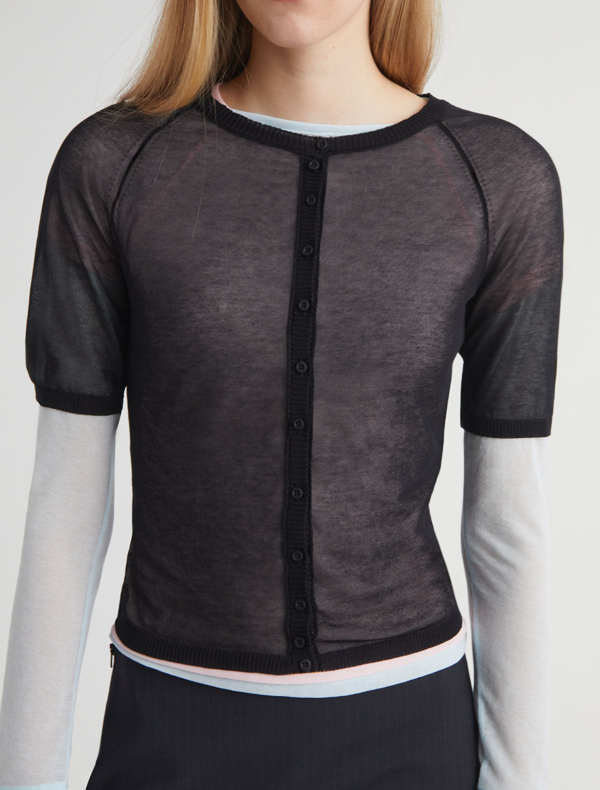 Patinela short sleeve knit cardigan black