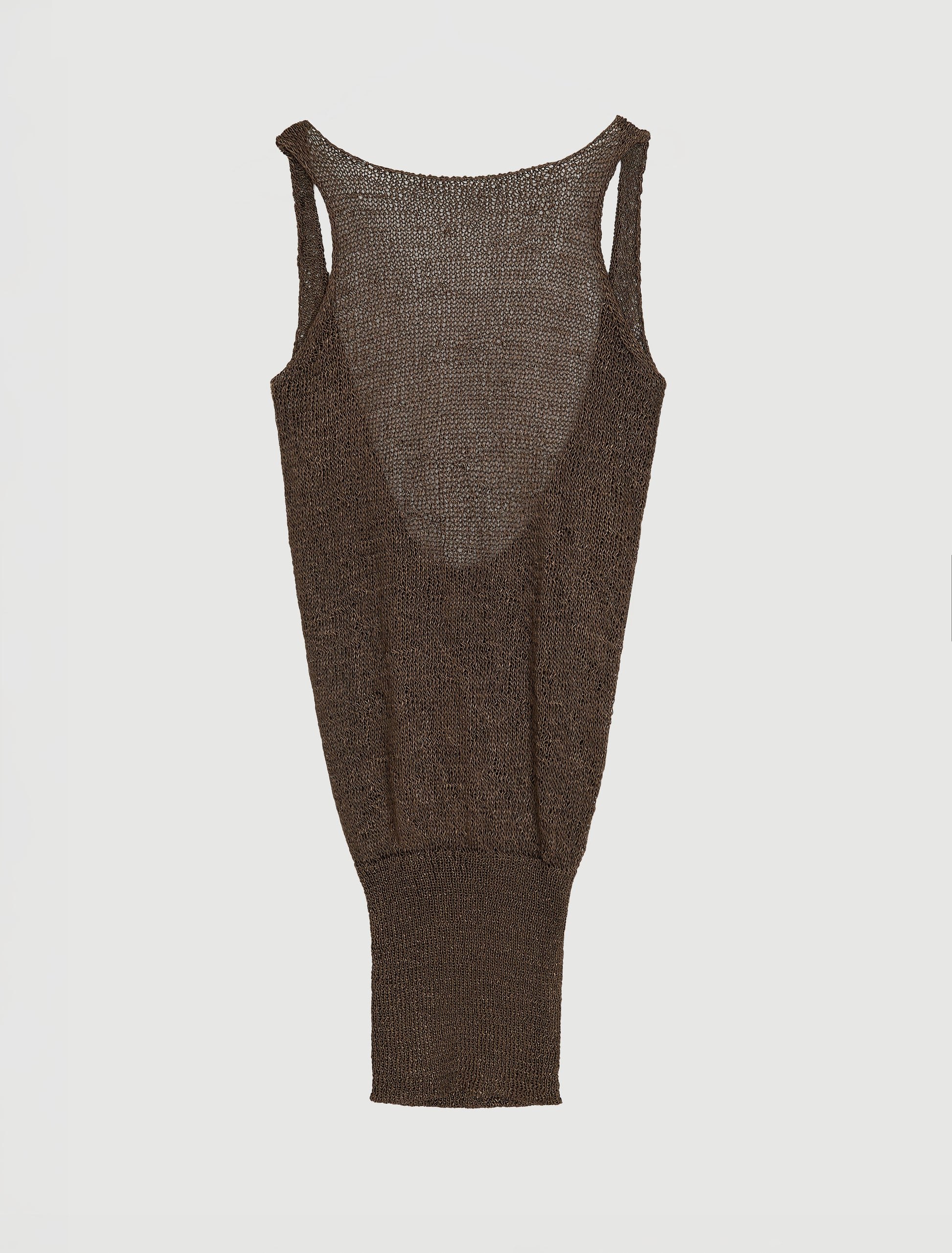 Chale sleeveless knitted top draped back brown