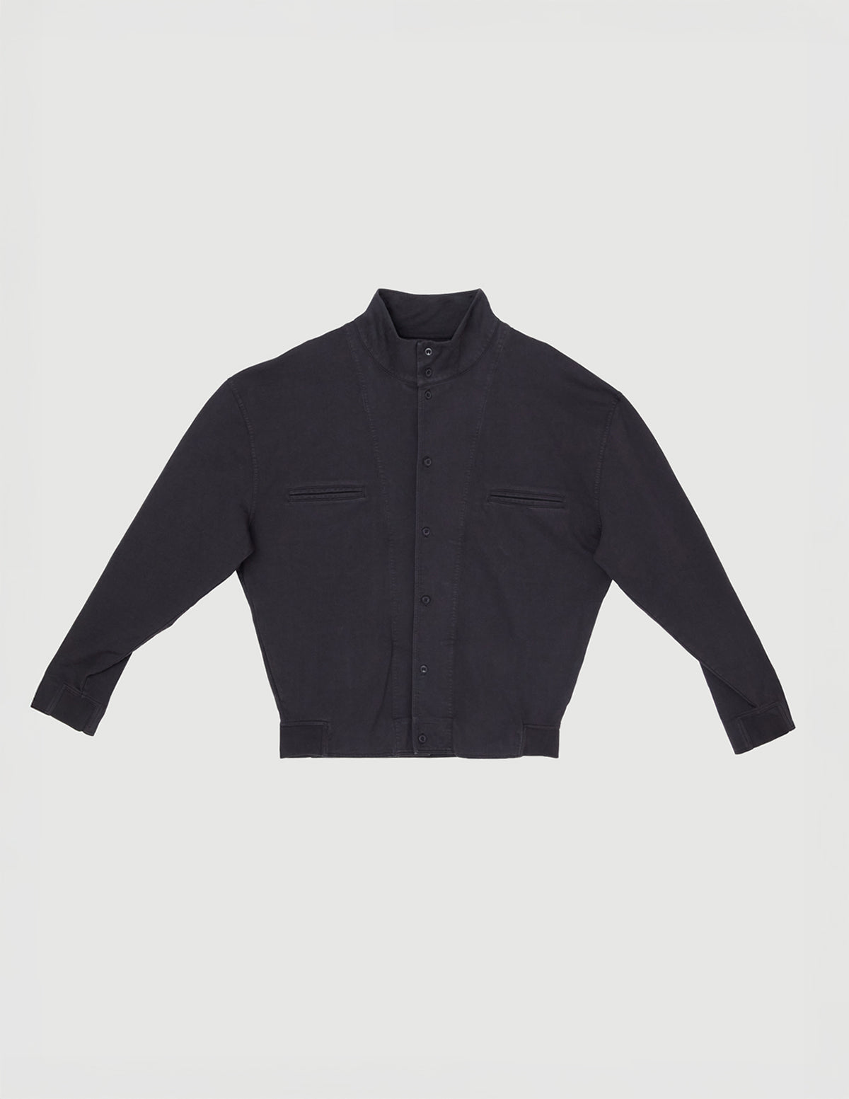 Louis high neck jacket central button fastening washed effect