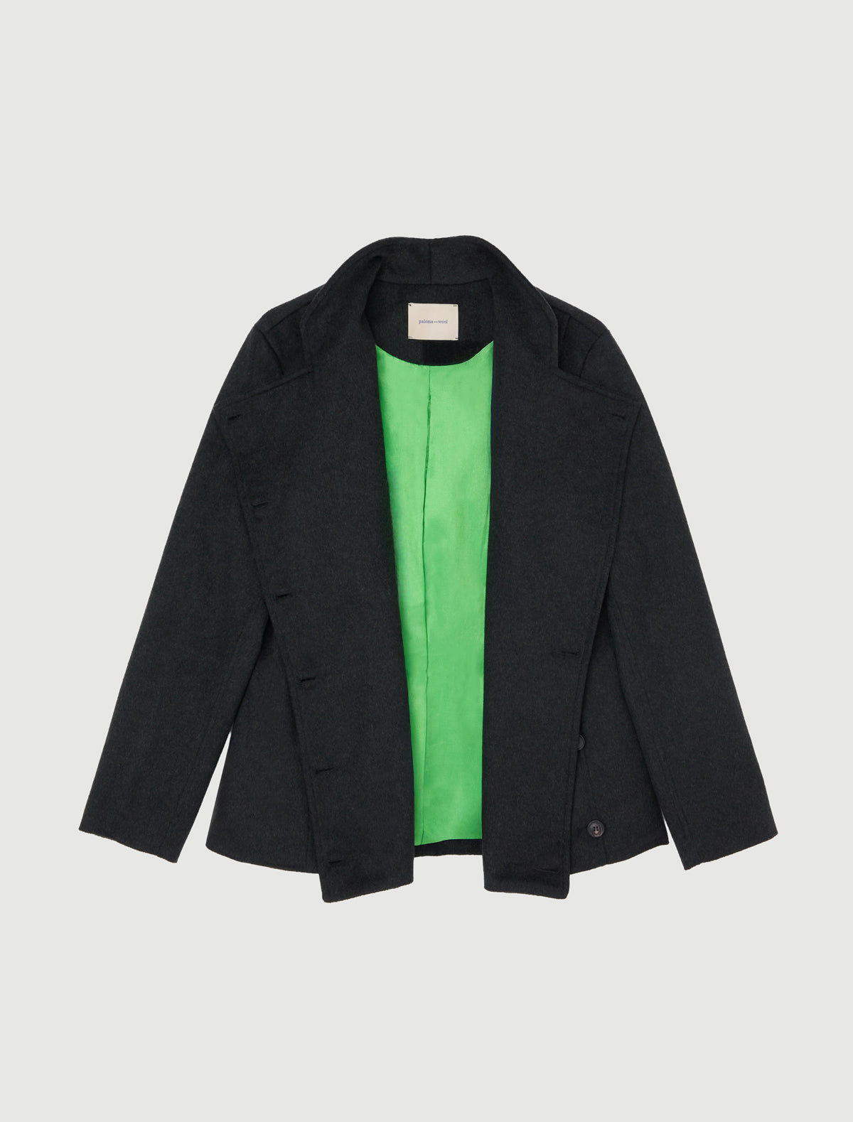 Yashi fitted midi coat double breasted front high neck