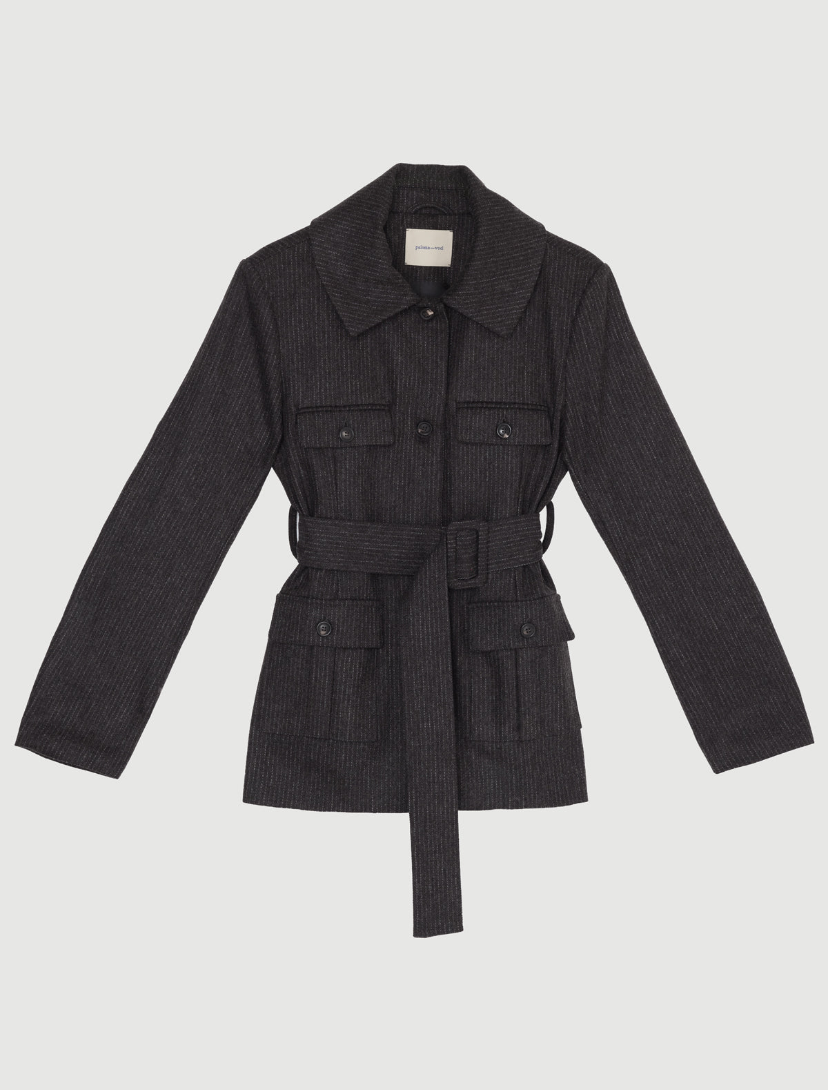 Zepel ii jacket oversized collar removable waist belt