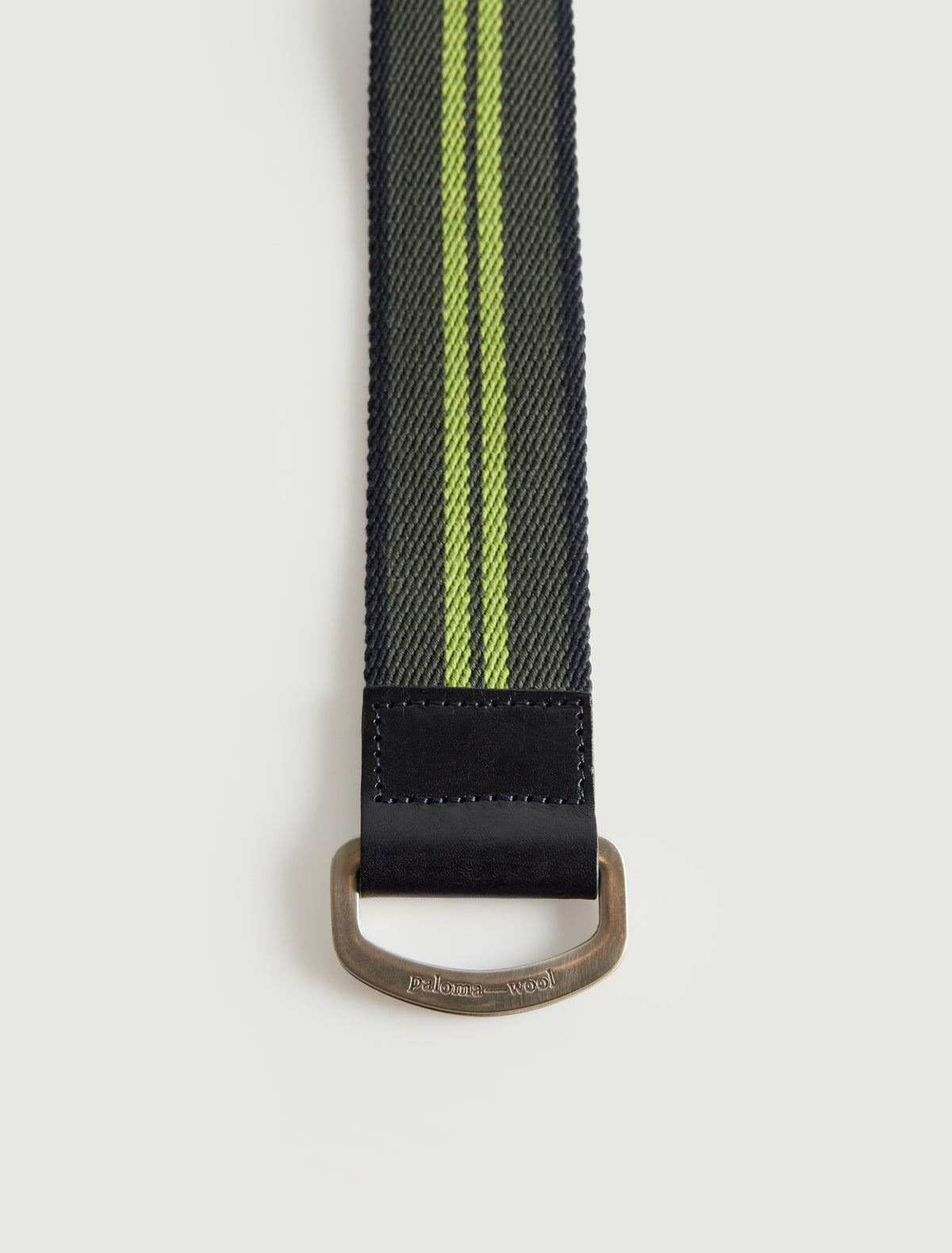 Eira adjustable belt custom rings leather tips green