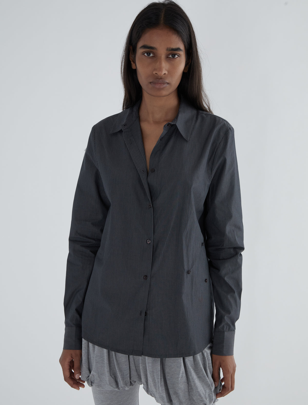 Donald striped multiposition shirt black aw25