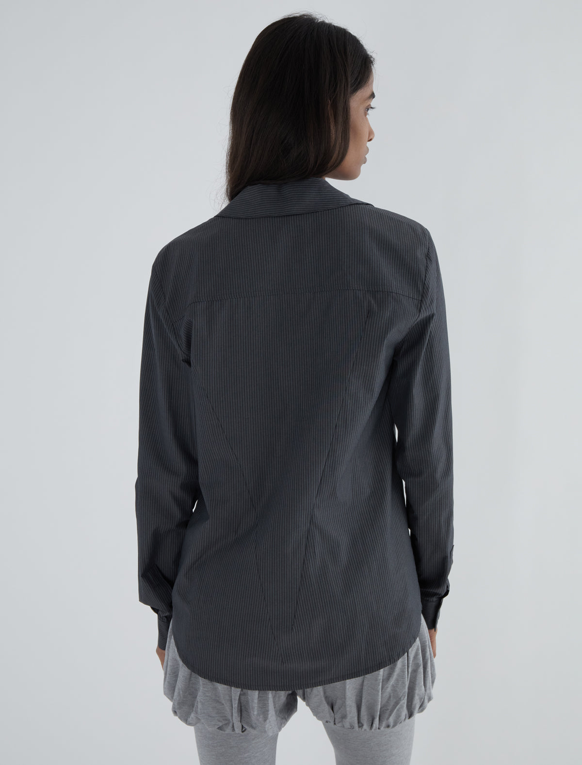 Donald striped multiposition shirt black aw25
