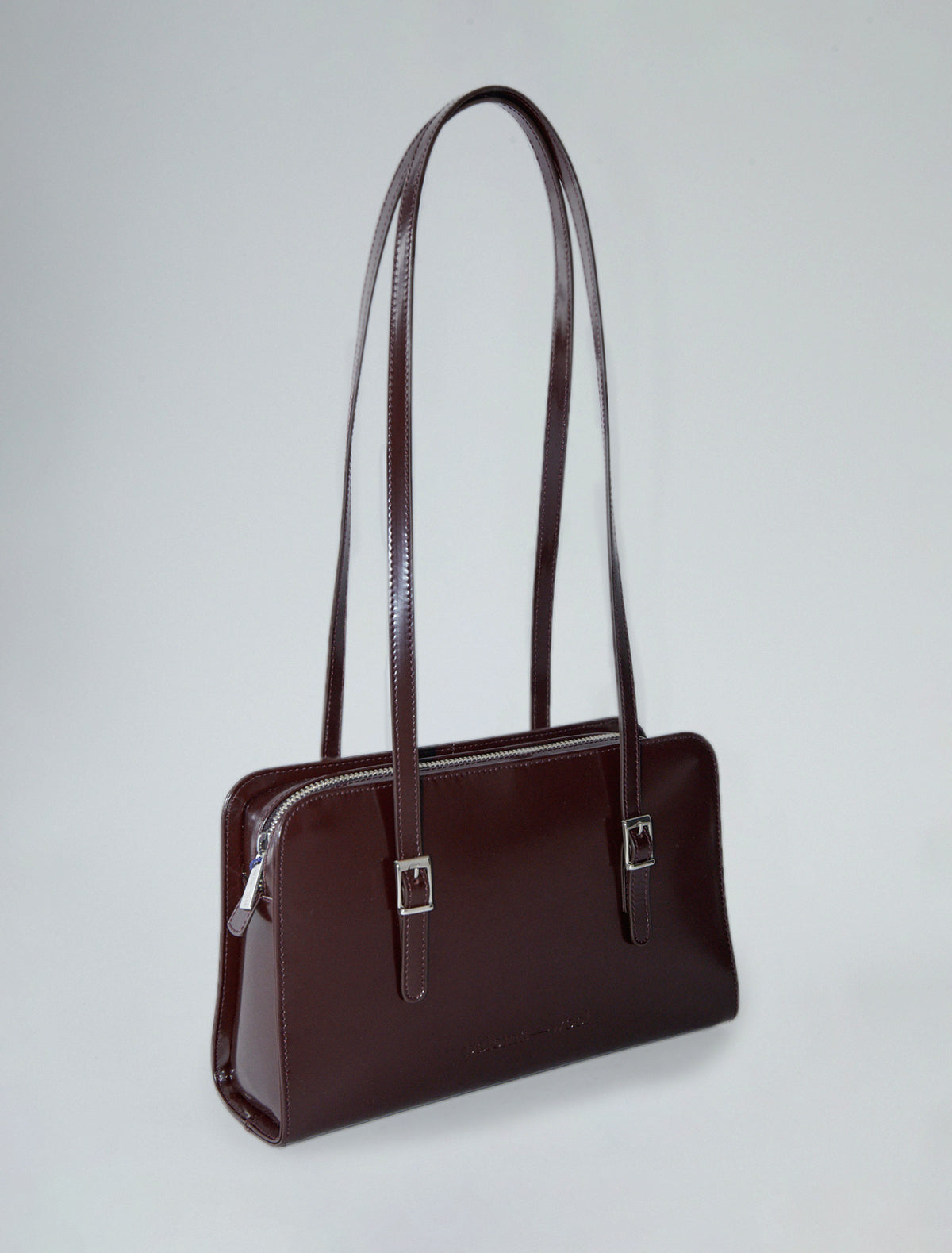Cayetano new leather bag embossed logo mahogany