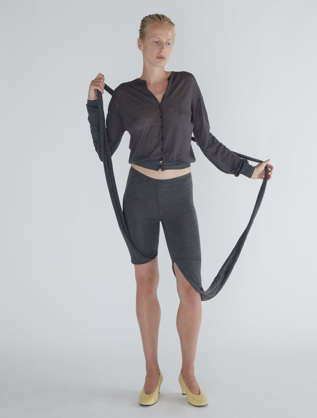 Short line long cycling style leggings extra fabric grey
