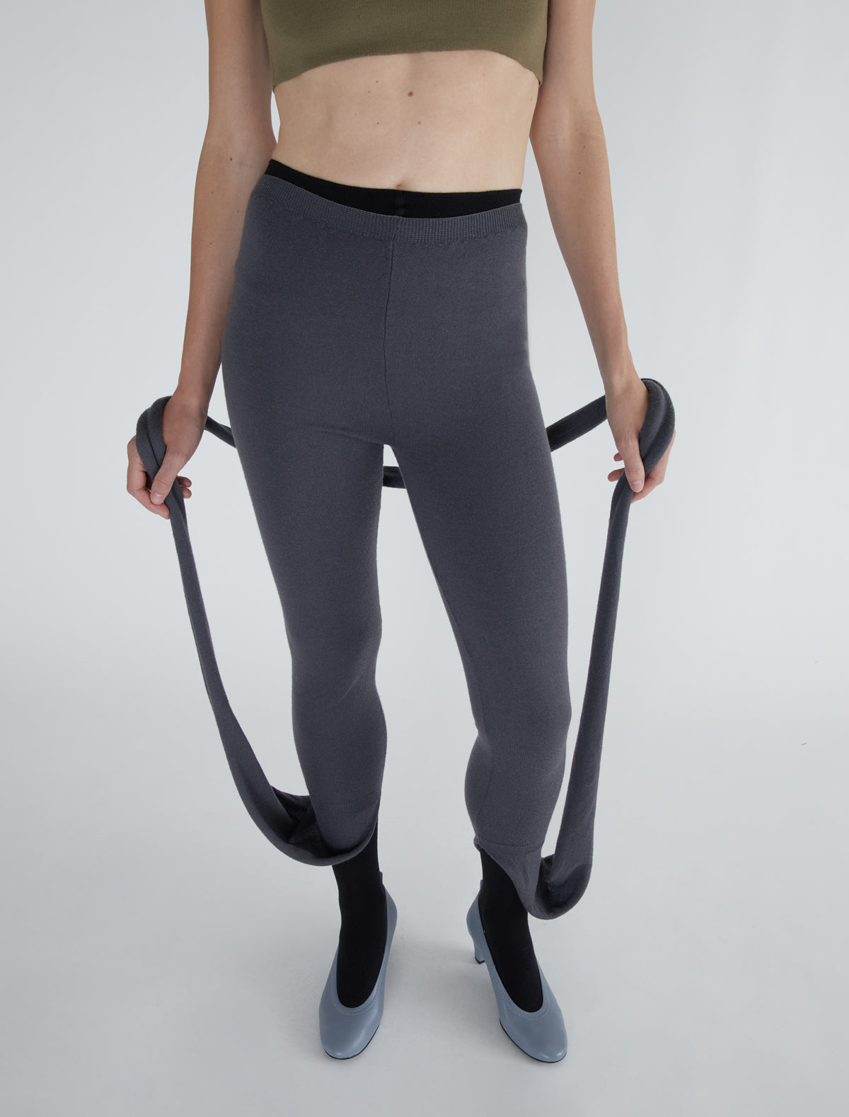 Line long leggings extra fabric scarf darkgrey