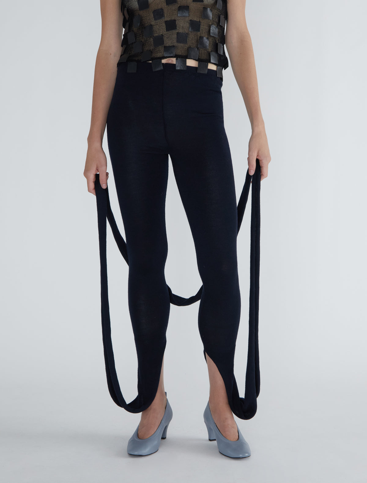 Line long leggings extra fabric scarf navy