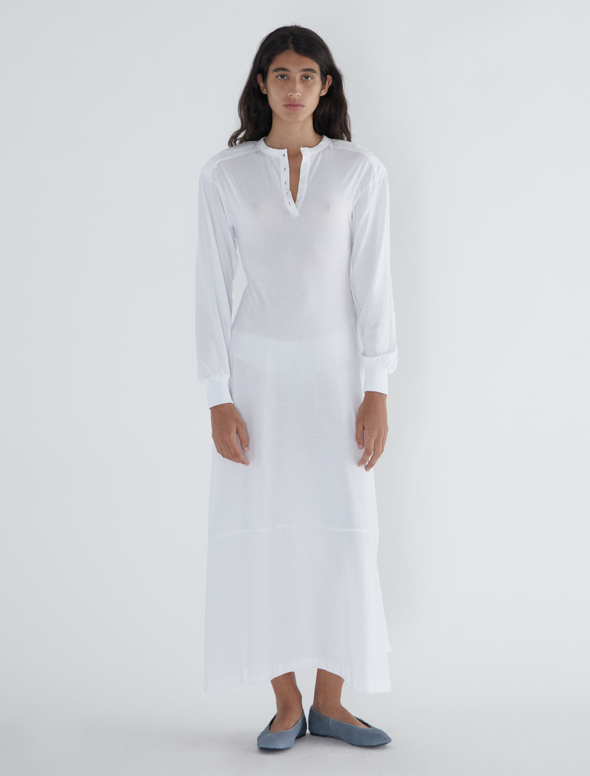 Ryno dress long sleeved cotton dress shoulder pads white