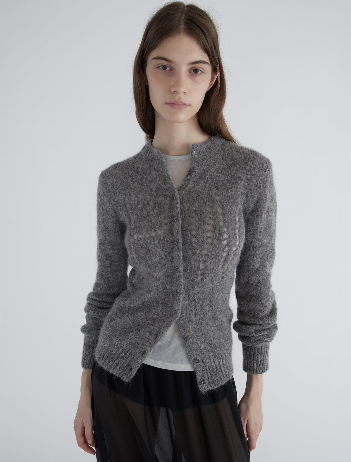 Dove cardigan cut out lettering