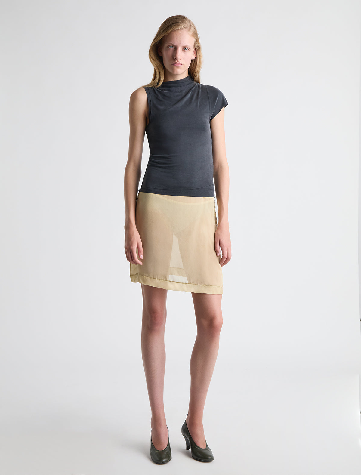 Elvira asymmetric cupro top black