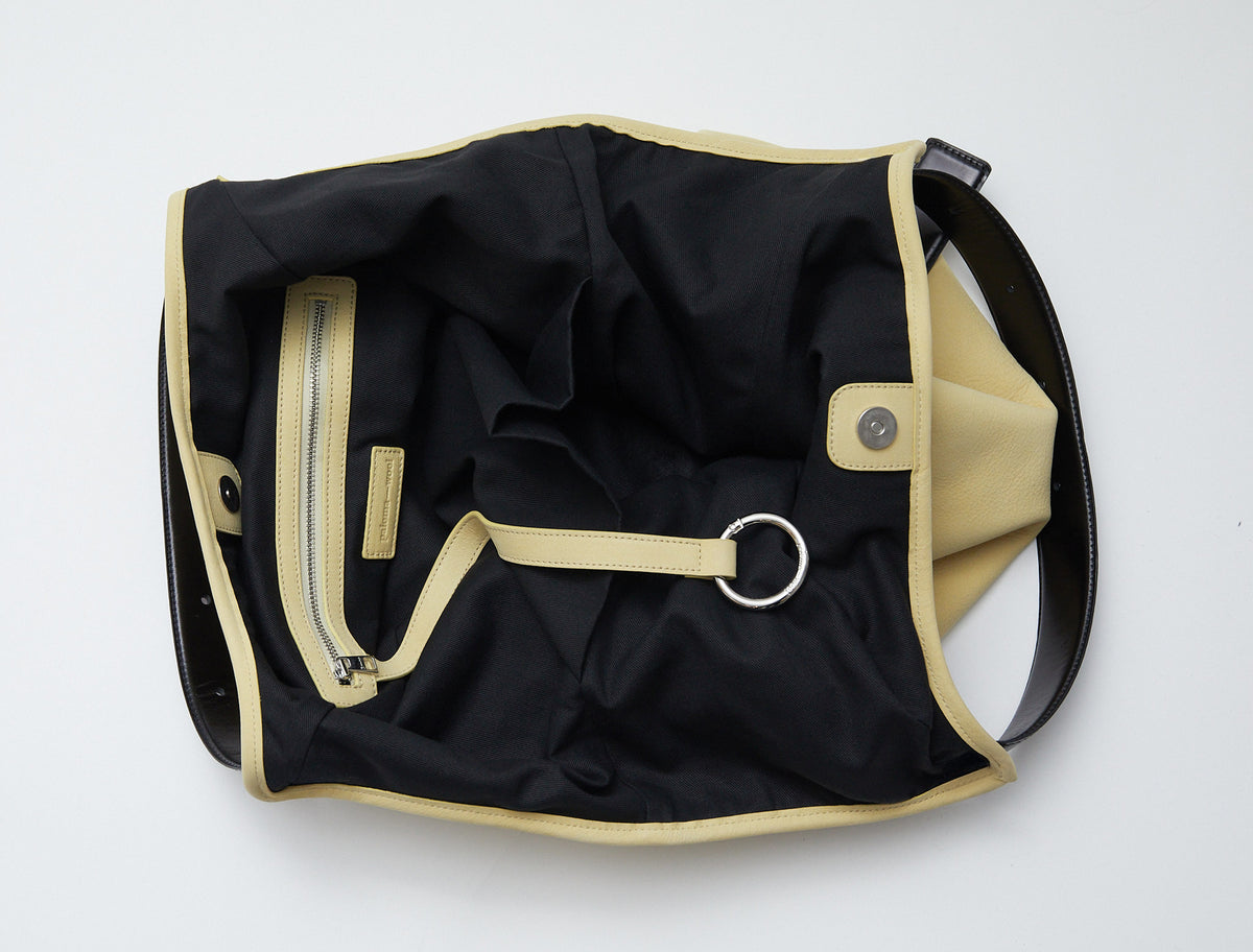 Big emilie bucket bag belt inspired handle design yellow