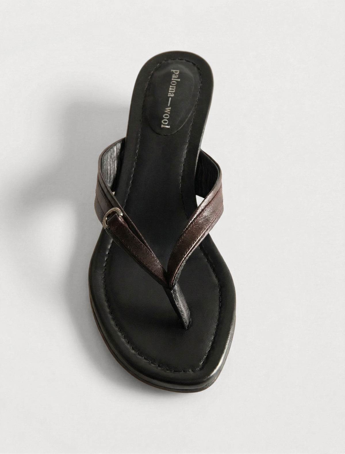 Felipa thong style sandal double strap nickel ring detail brown