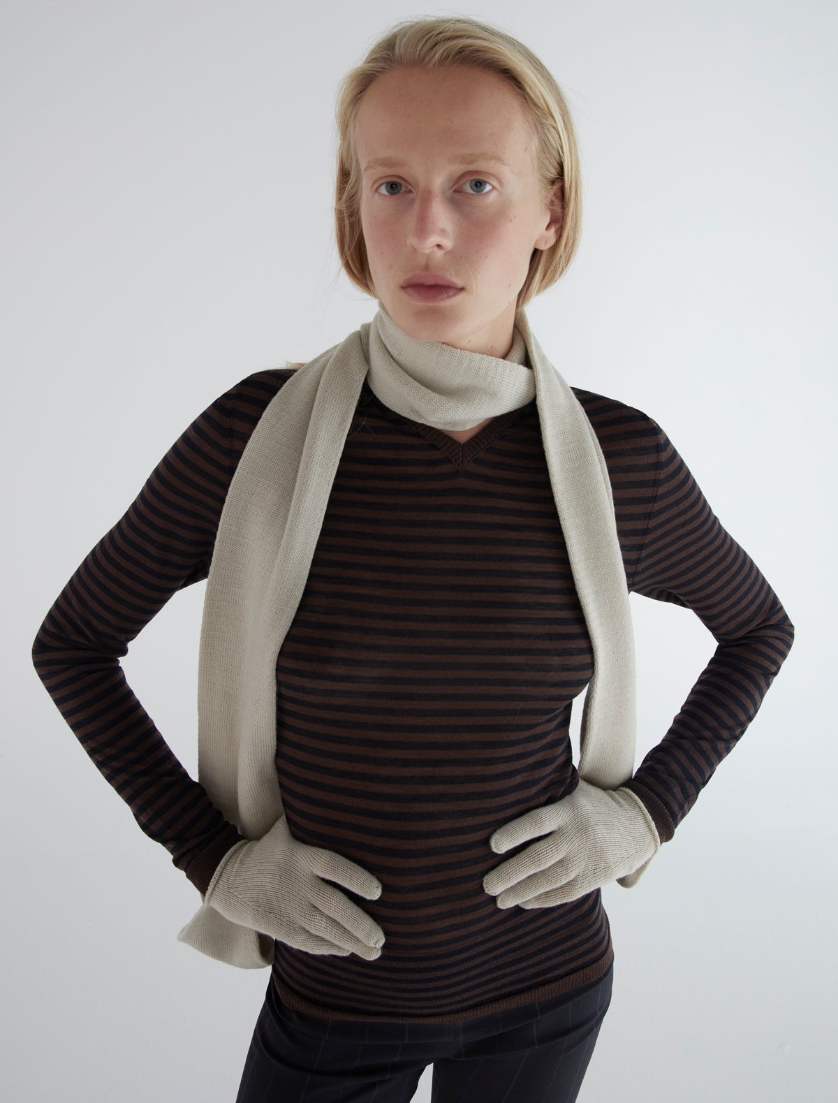 Flauta scarf gloves offwhite