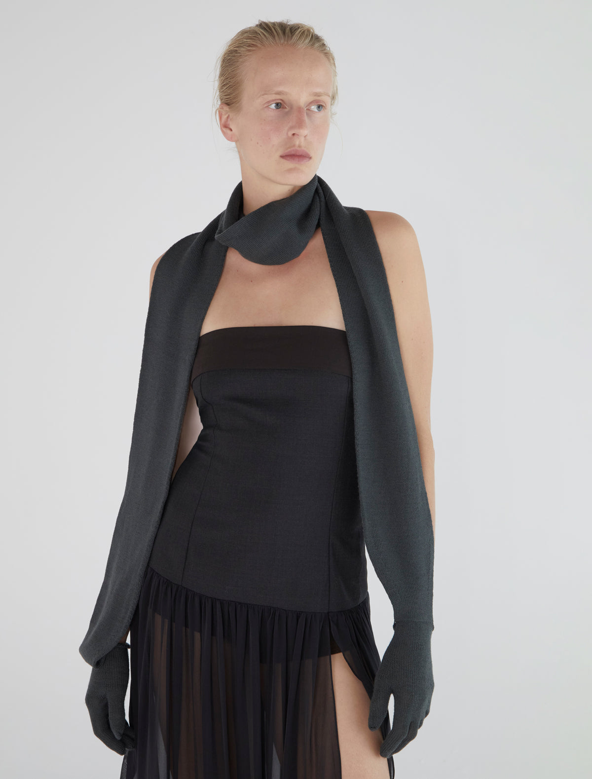 Flauta scarf gloves darkgreen