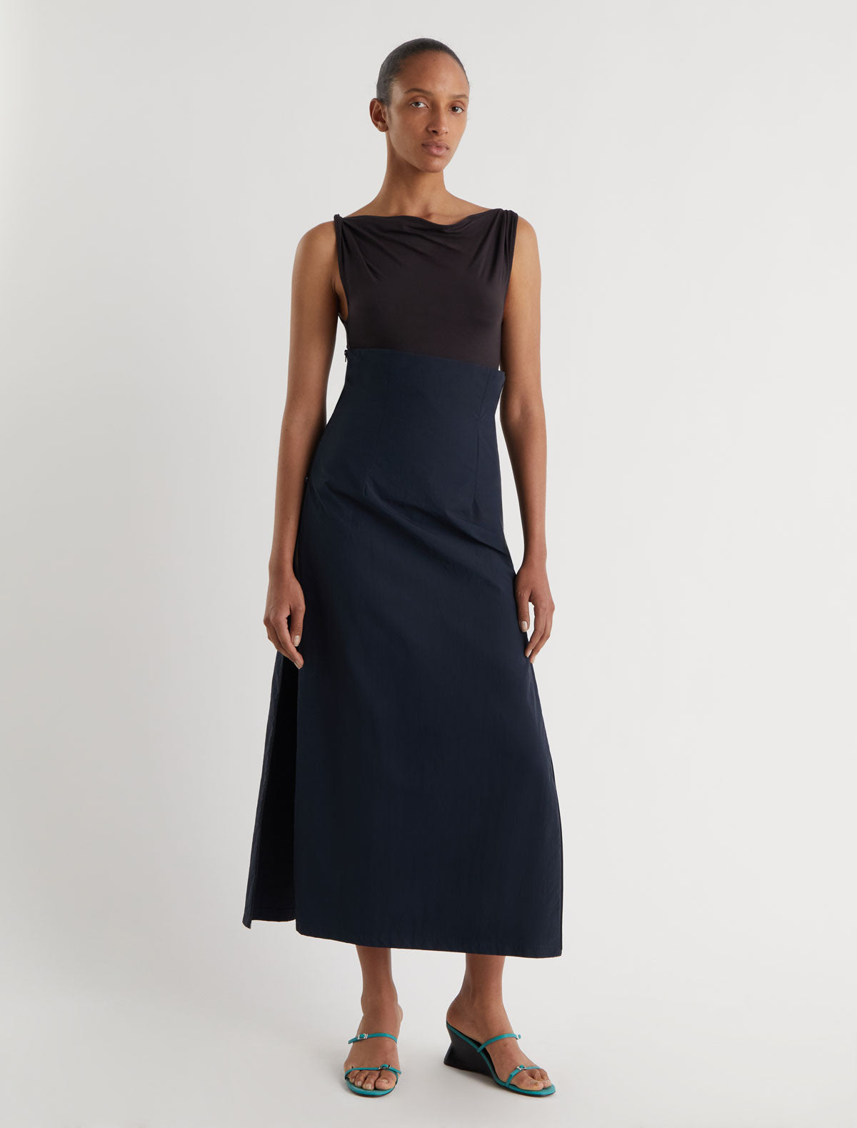 Fosca high waisted long nylon skirt