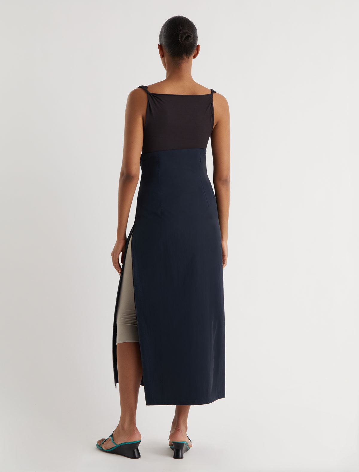 Fosca high waisted long nylon skirt