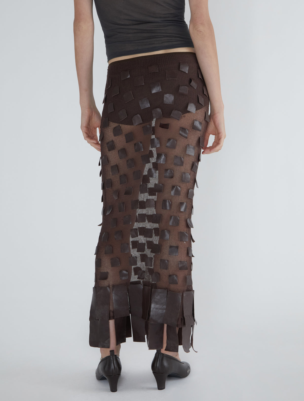 Juana 0002 long skirt fringe like leather patches